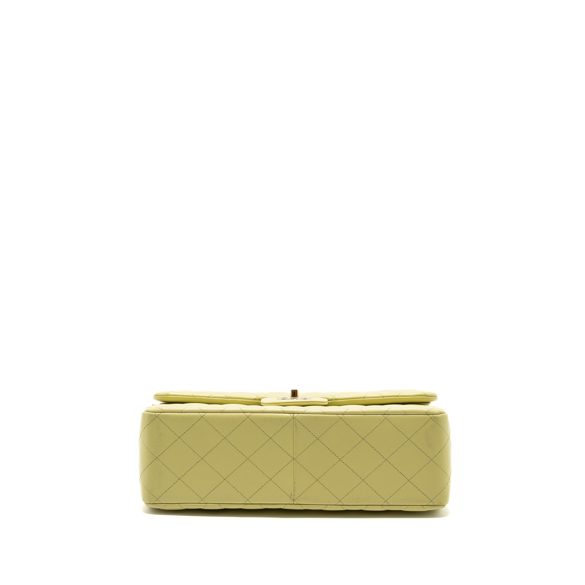CHANEL 23C JUMBO CLASSIC DOUBLE FLAP BAG LAMBSKIN LIGHT GREEN LGHW (MICROCHIP)