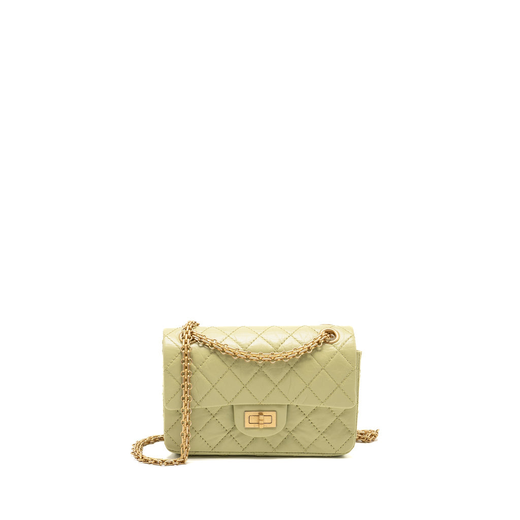 CHANEL MINI 2.55 REISSUE AGED CALFSKIN GREEN GHW