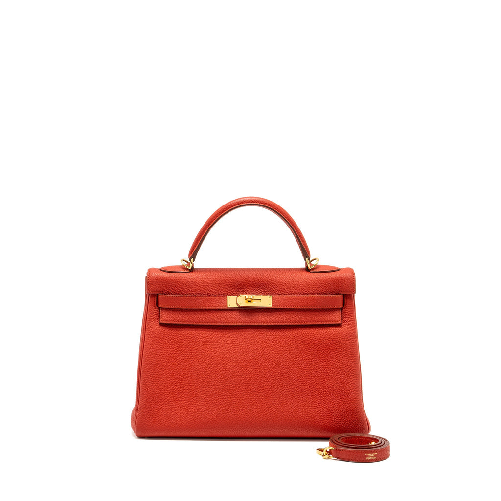 HERMES KELLY 32 TOGO 5E VERMILLION GHW
