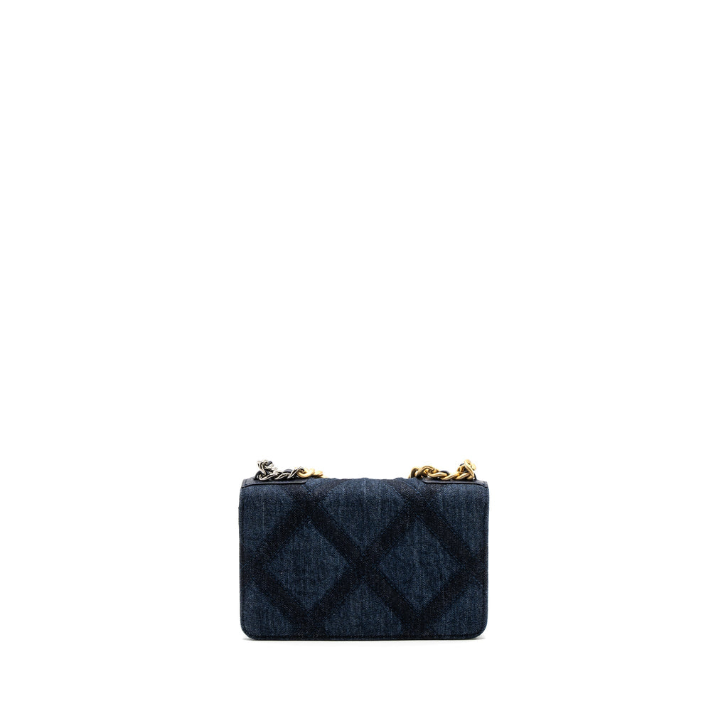 CHANEL 19 WALLET ON CHAIN LIMITED DENIM DARK BLUE MULTICOLOUR HARDWARE (MICROCHIP)