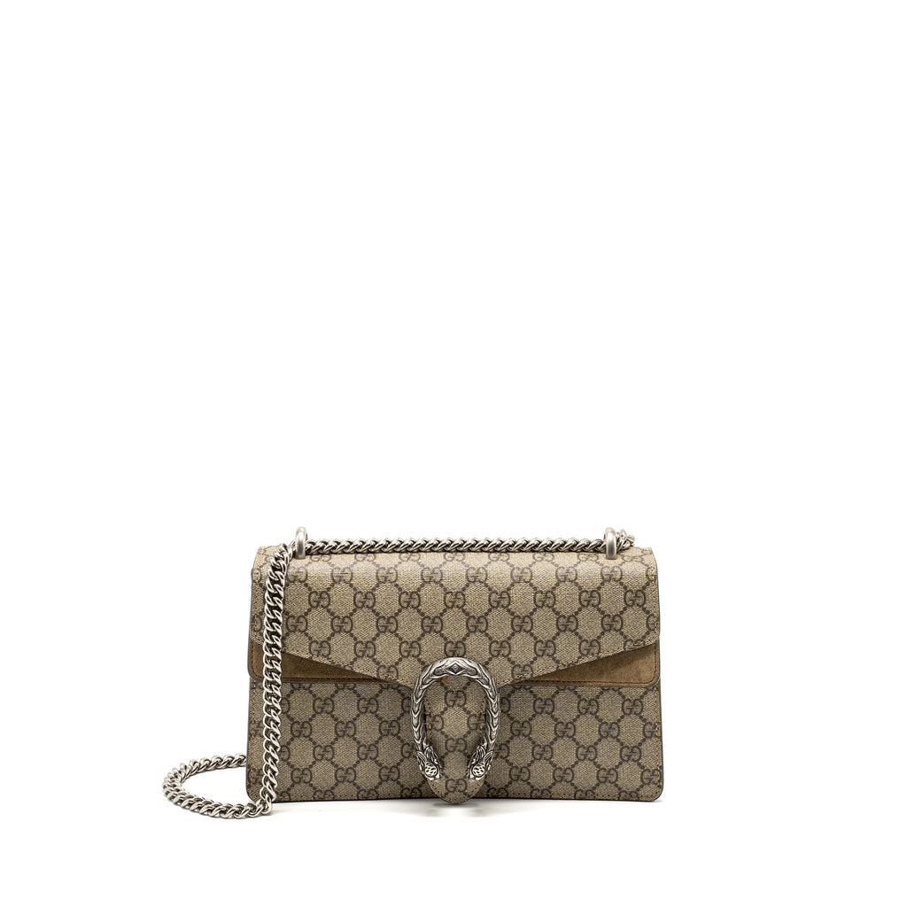 GUCCI DIONYSUS GG SHOULDER BAG GG SUPREME CANVAS / SUEDE BEIGE SHW
