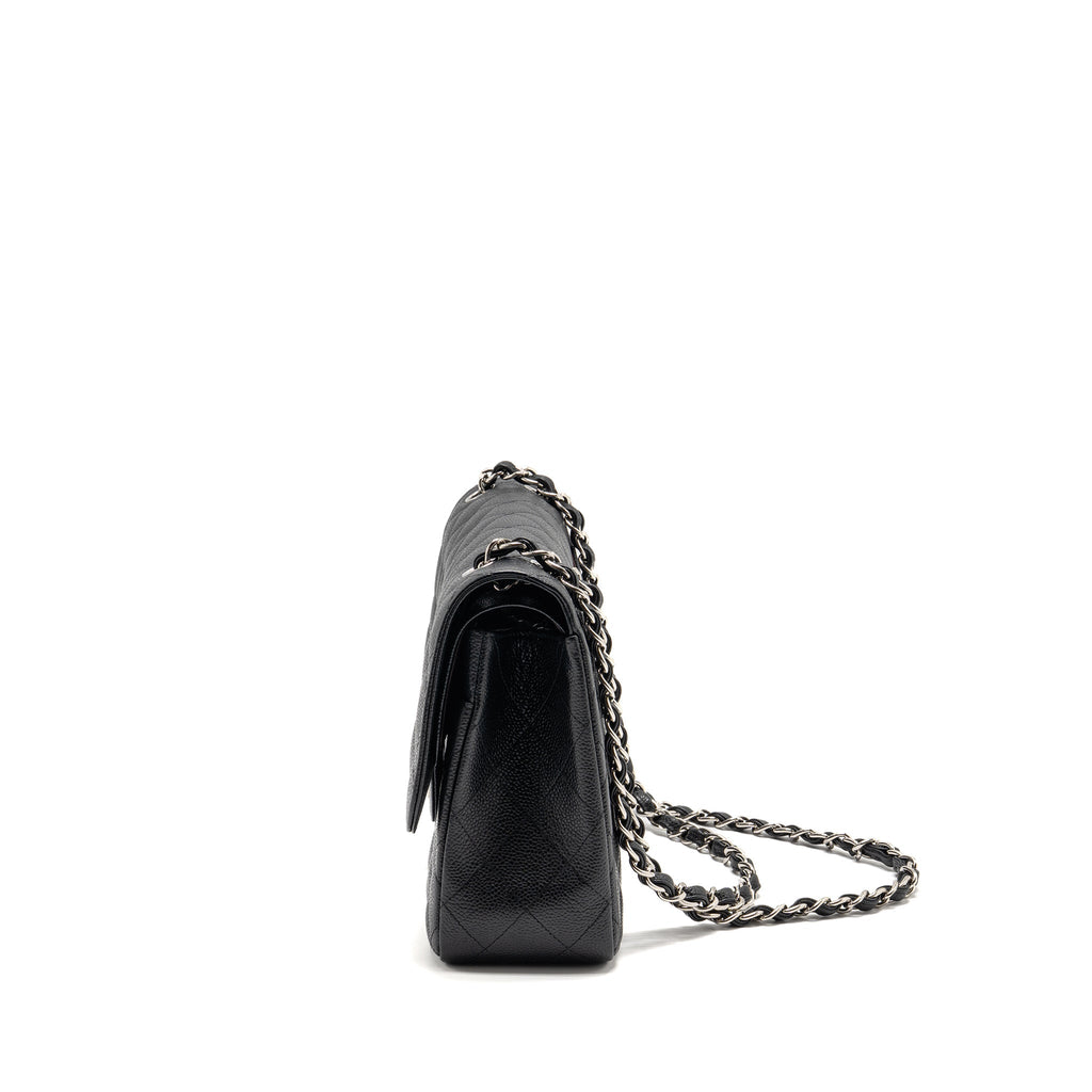 CHANEL JUMBO CLASSIC DOUBLE FLAP BAG CAVIAR BLACK SHW