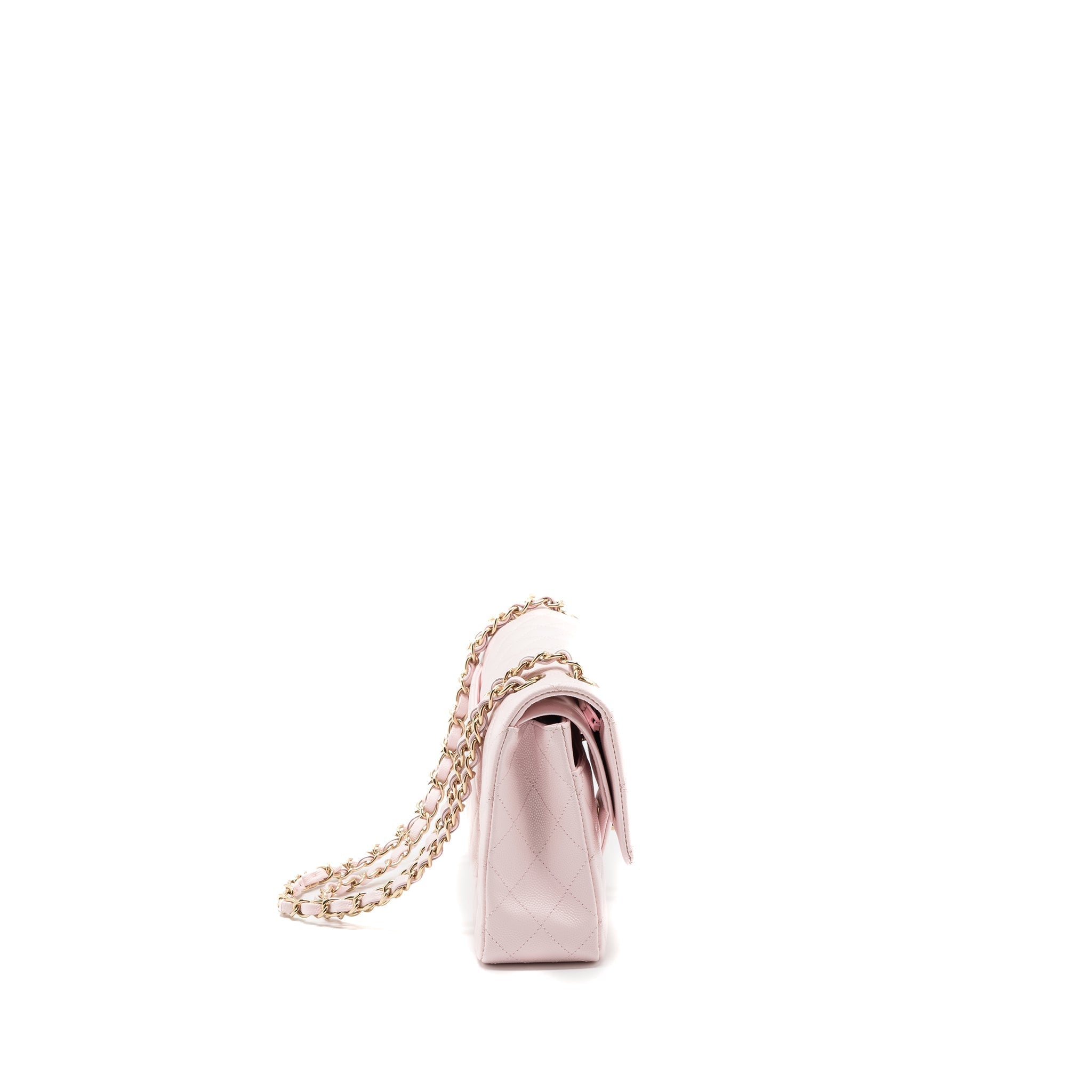 CHANEL MEDIUM CLASSIC DOUBLE FLAP BAG CAVIAR LIGHT PINK LGHW (MICROCHIP)