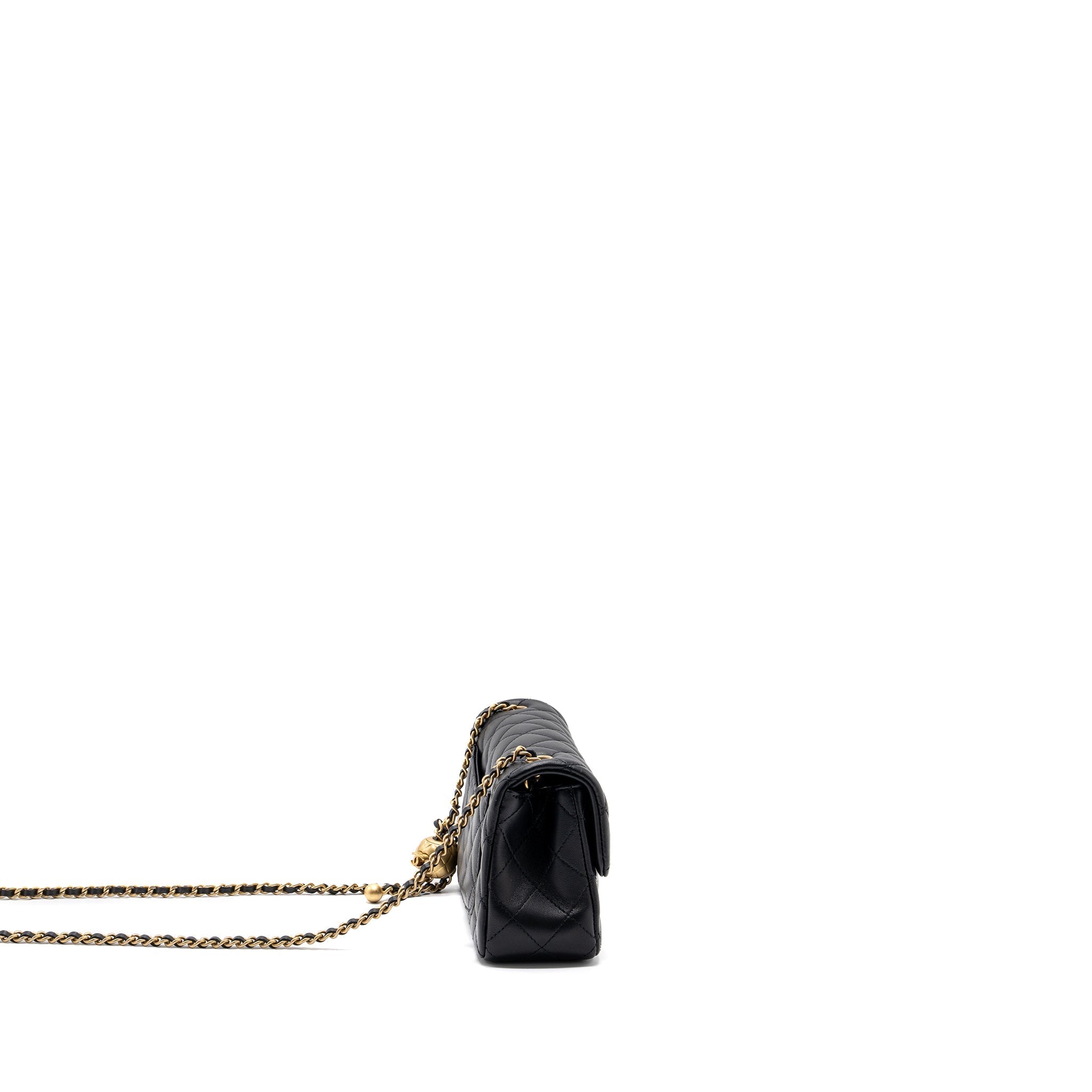 CHANEL 23K PEARL CRUSH MINI RECTANGULAR FLAP BAG LAMBSKIN BLACK GHW (MICROCHIP)