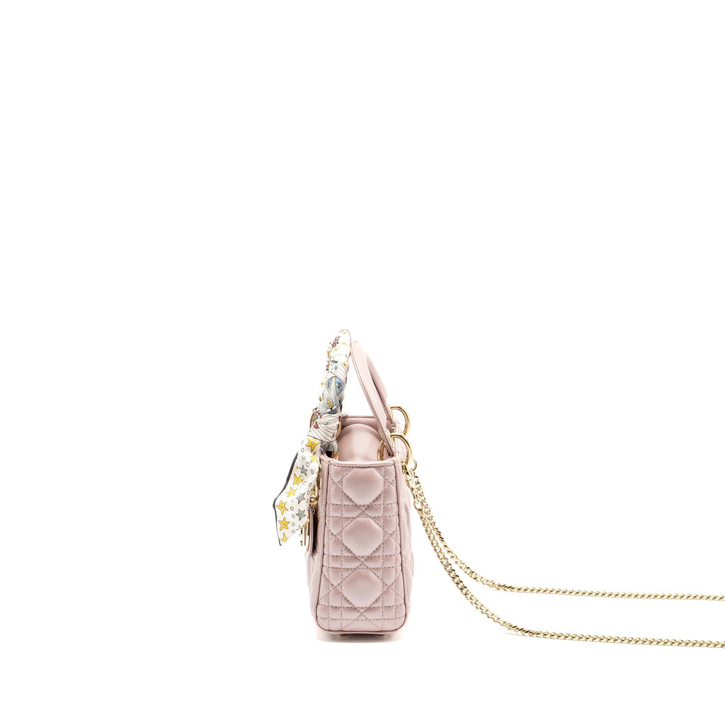 DIOR MINI LADY DIOR LAMBSKIN LOTUS PINK LGHW