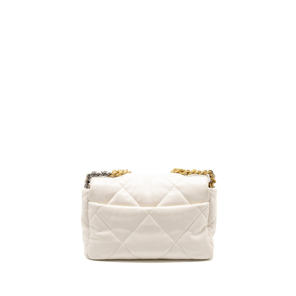 CHANEL SMALL 19 BAG LAMBSKIN WHITE MULTICOLOUR HARDWARE