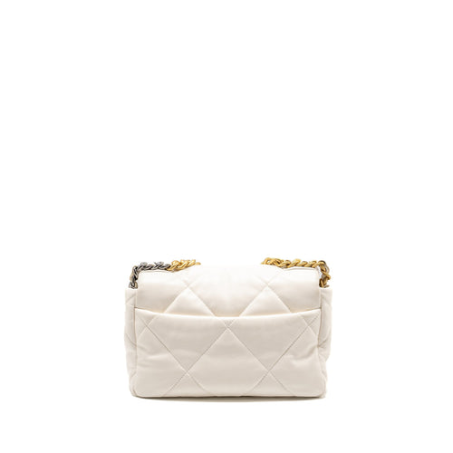 CHANEL SMALL 19 BAG LAMBSKIN WHITE MULTICOLOUR HARDWARE