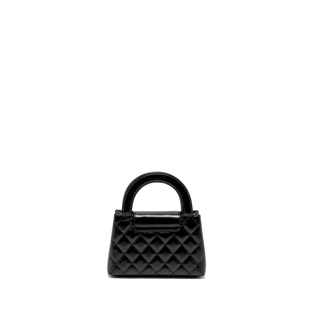 CHANEL MINI KELLY SHOPPING TOTE BAG CALFSKIN BLACK GHW (MICROCHIP)