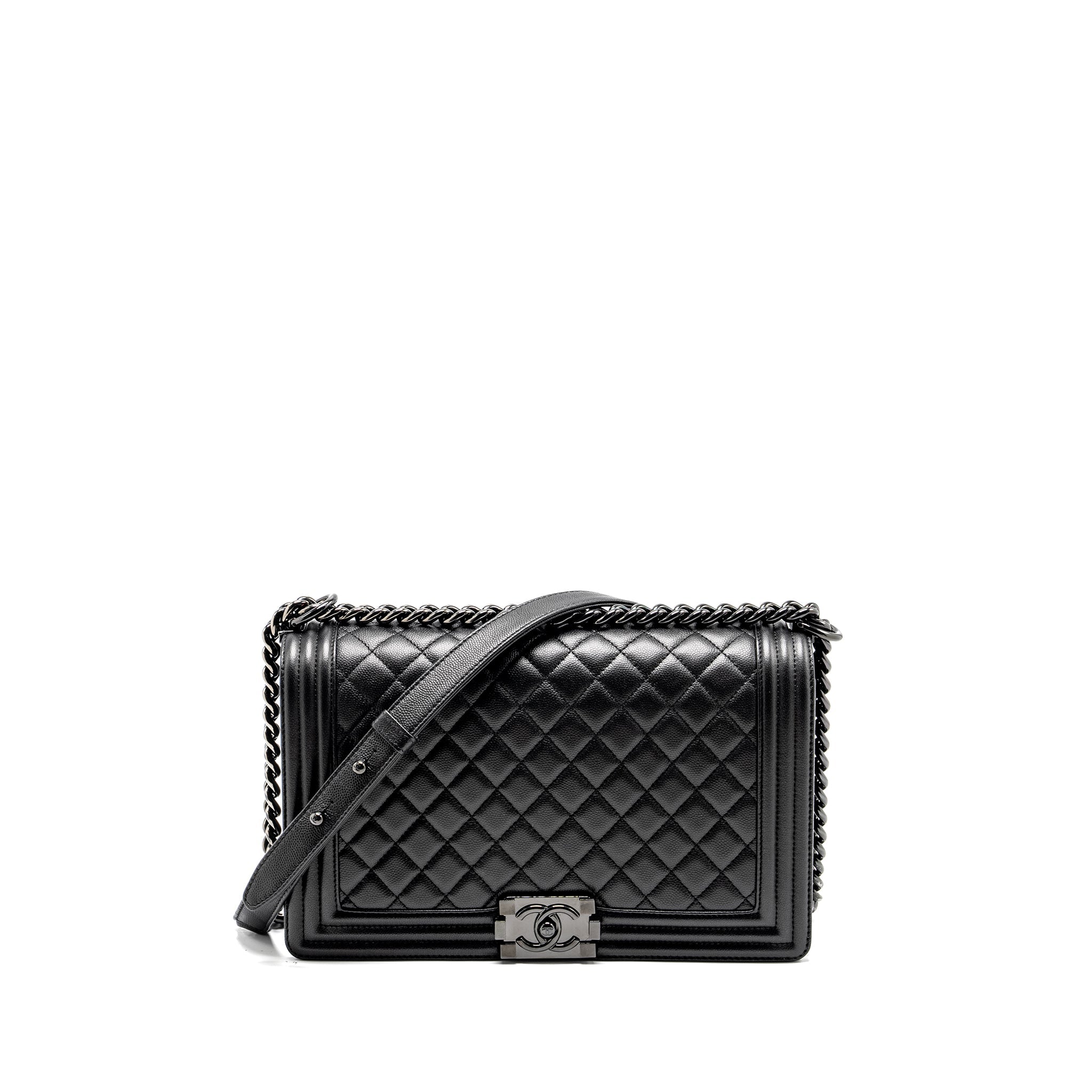 CHANEL NEW MEDIUM BOY BAG CAVIAR SO BLACK