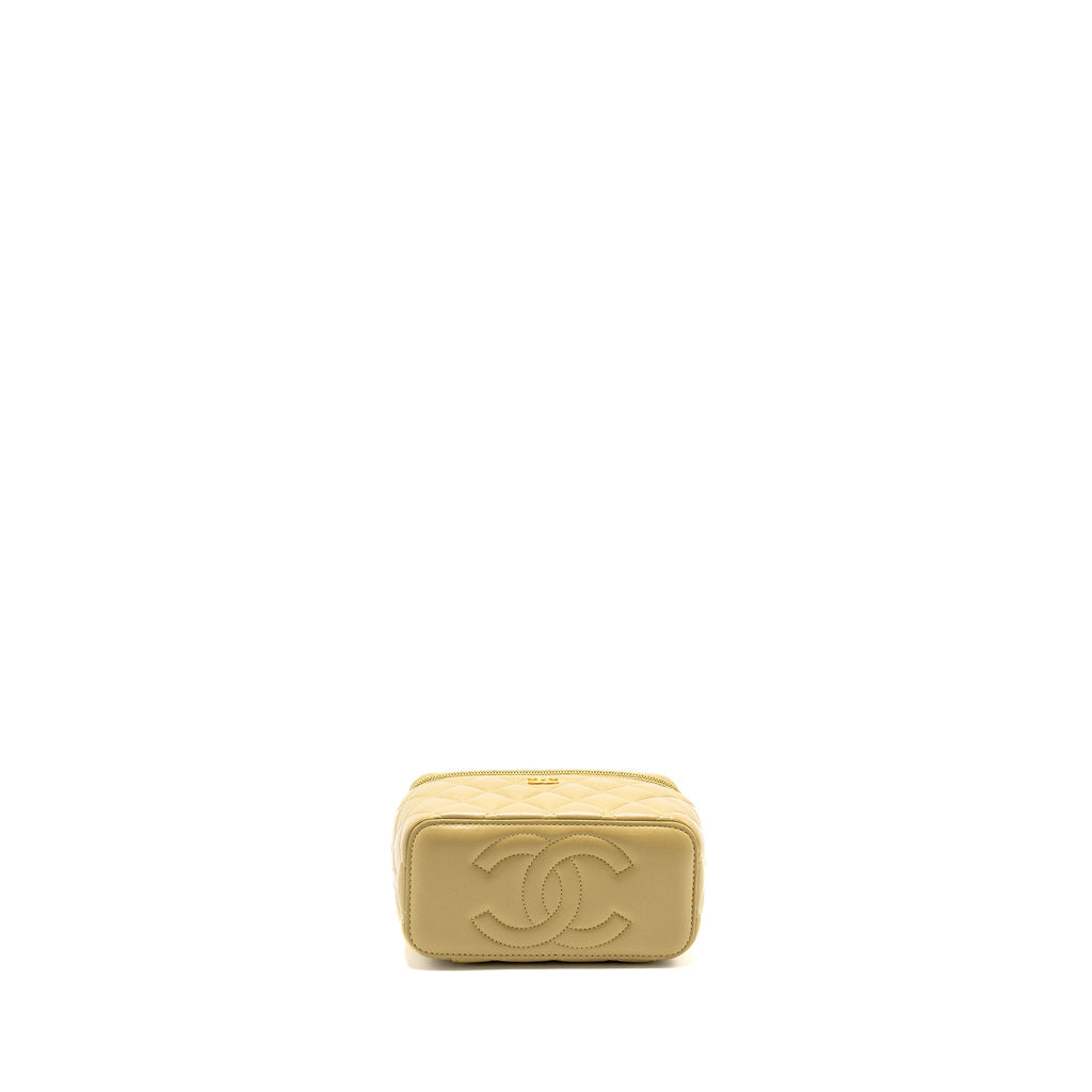 CHANEL COCO LETTER LONG VANITY WITH CHAIN LAMBSKIN GREEN GHW (MICROCHIP)