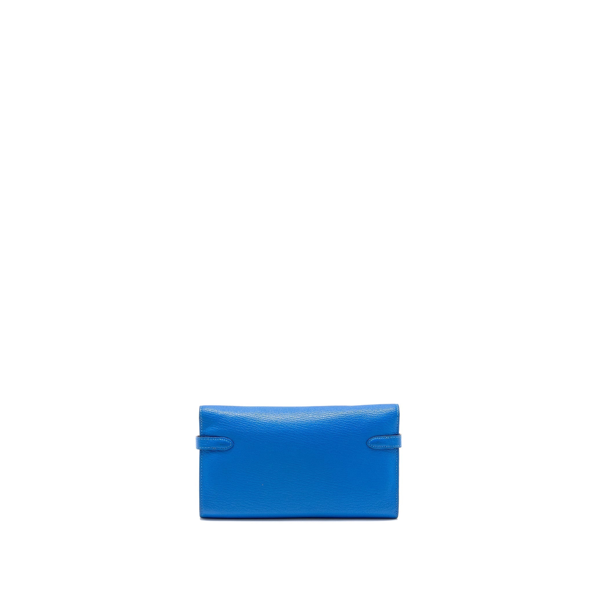 HERMES KELLY LONG WALLET CHÈVRE MYSORE BLUE HYDRA SHW