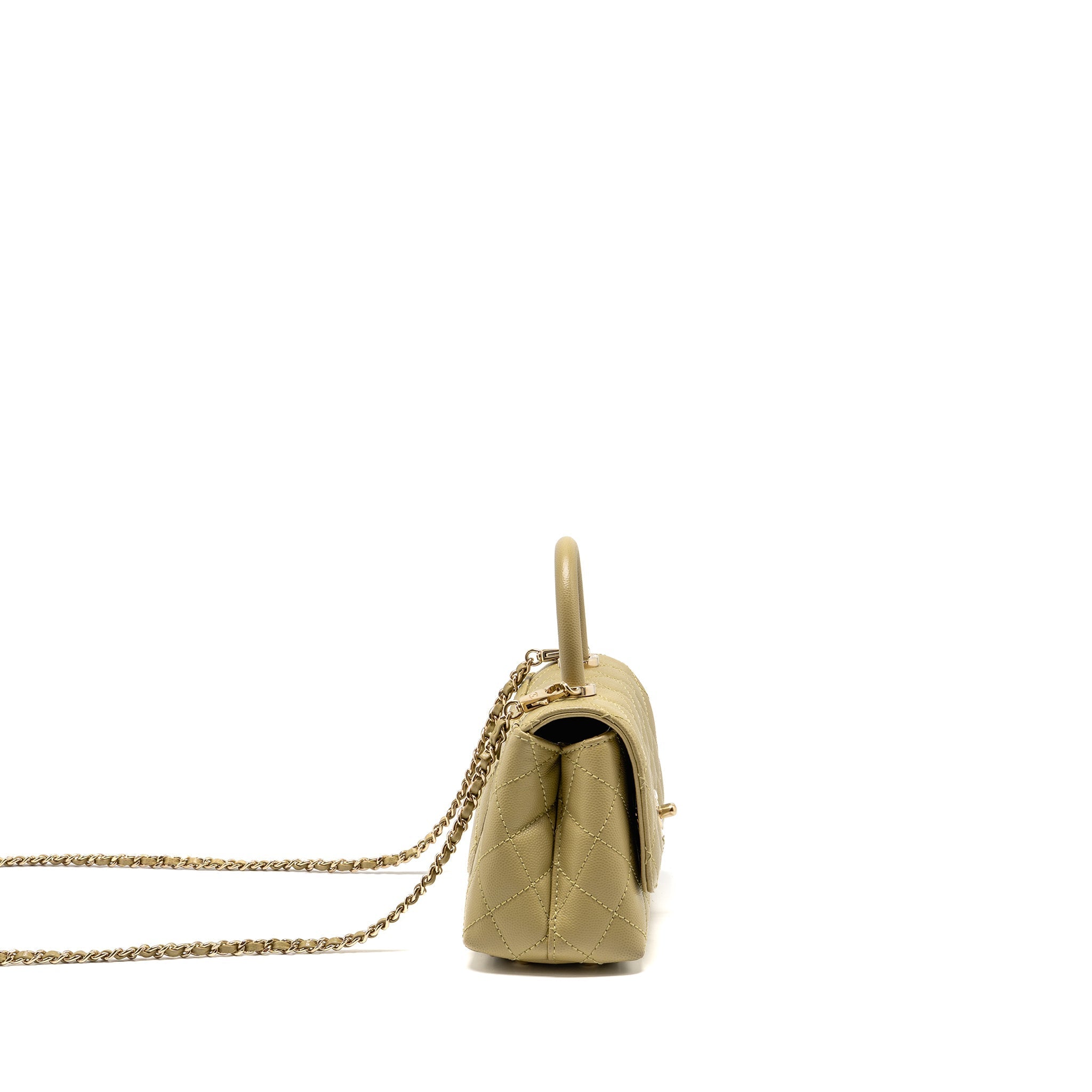 CHANEL MINI COCO HANDLE CAVIAR LIGHT GREEN LGHW (MICROCHIP)