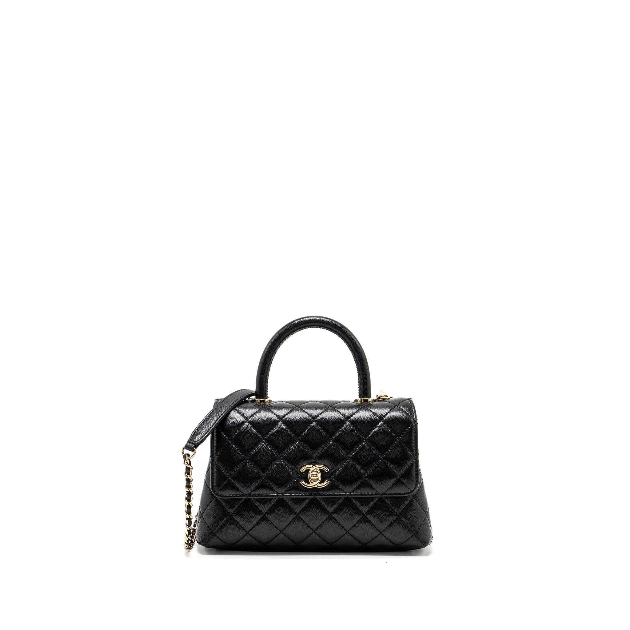 CHANEL SMALL COCO HANDLE CAVIAR BLACK LGHW (MICROCHIP)