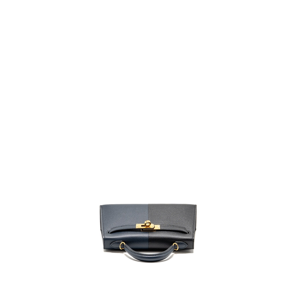 HERMES MINI KELLY II CASAQUE EPSOM BLEU INDIGO/NOIR/ROUGE GRENAT GHW