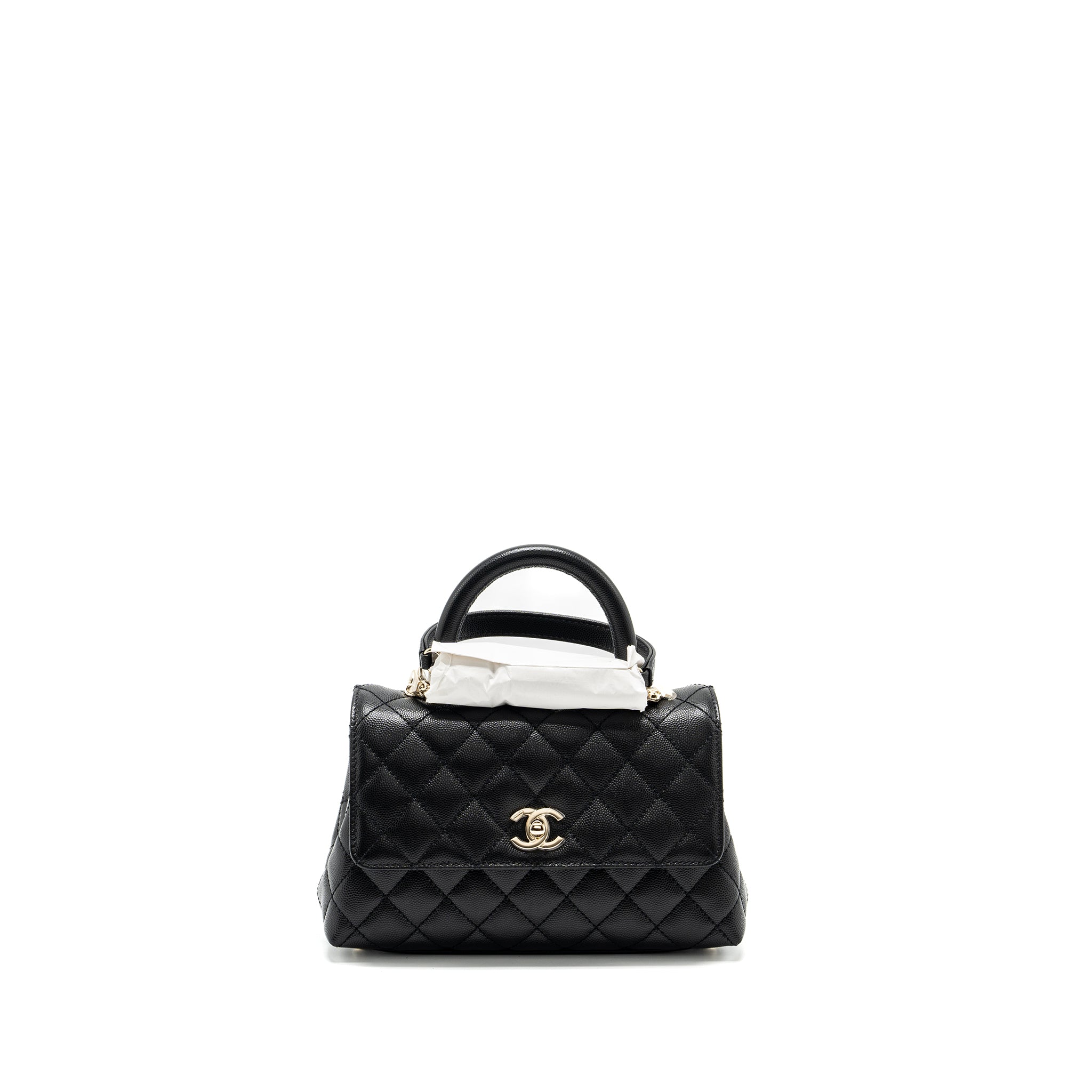 CHANEL SMALL COCO HANDLE CAVIAR BLACK LGHW (MICROCHIP)