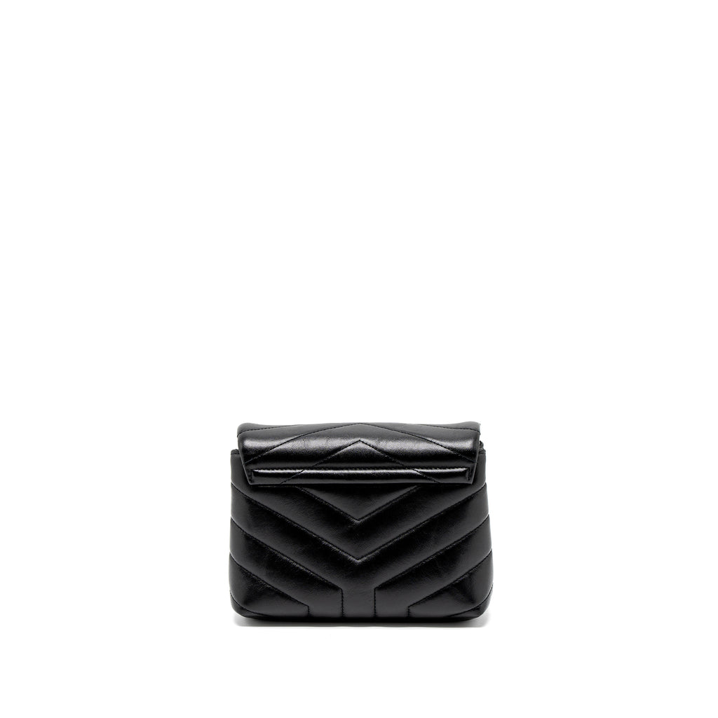 SAINT LAURENT LOULOU TOY STRAP BAG CALFSKIN BLACK SHW
