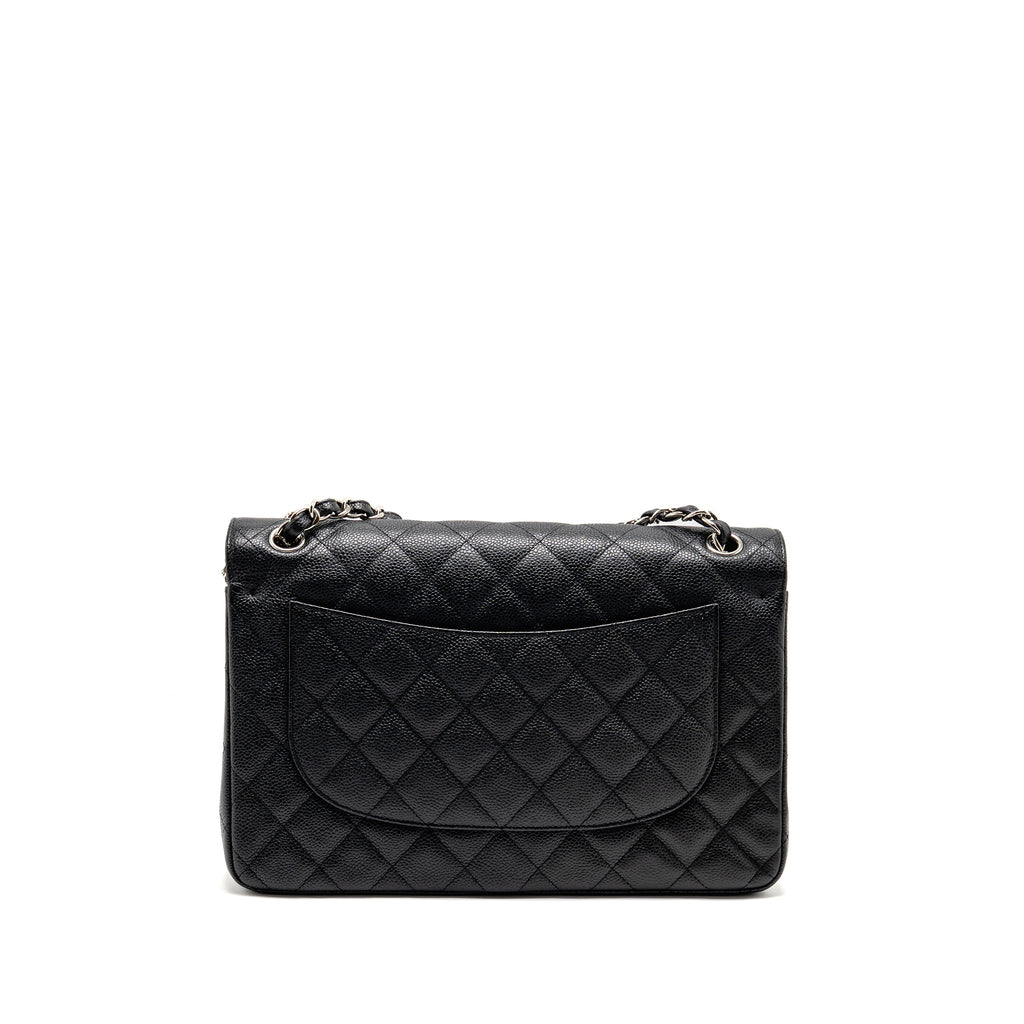 CHANEL JUMBO CLASSIC DOUBLE FLAP BAG CAVIAR BLACK SHW