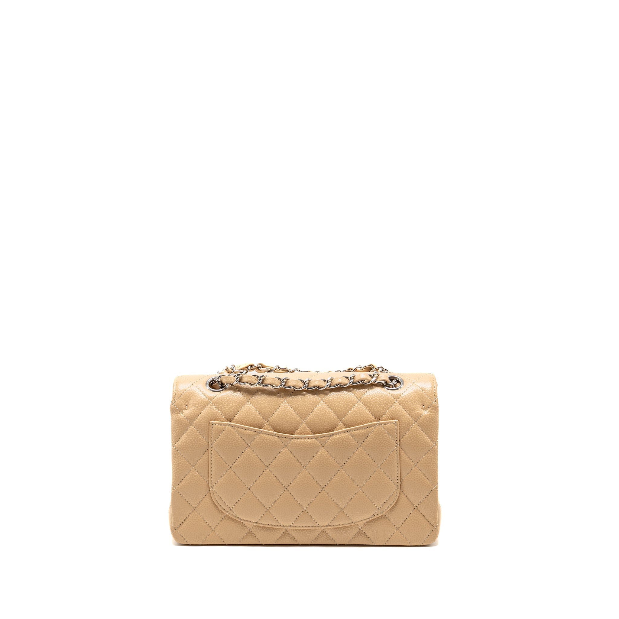 CHANEL SMALL CLASSIC DOUBLE FLAP BAG CAVIAR BEIGE SHW (MICROCHIP) (Copy)