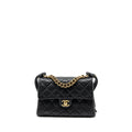 CHANEL CHAINS HANDLE FLAP BAG LAMBSKIN BLACK GHW
