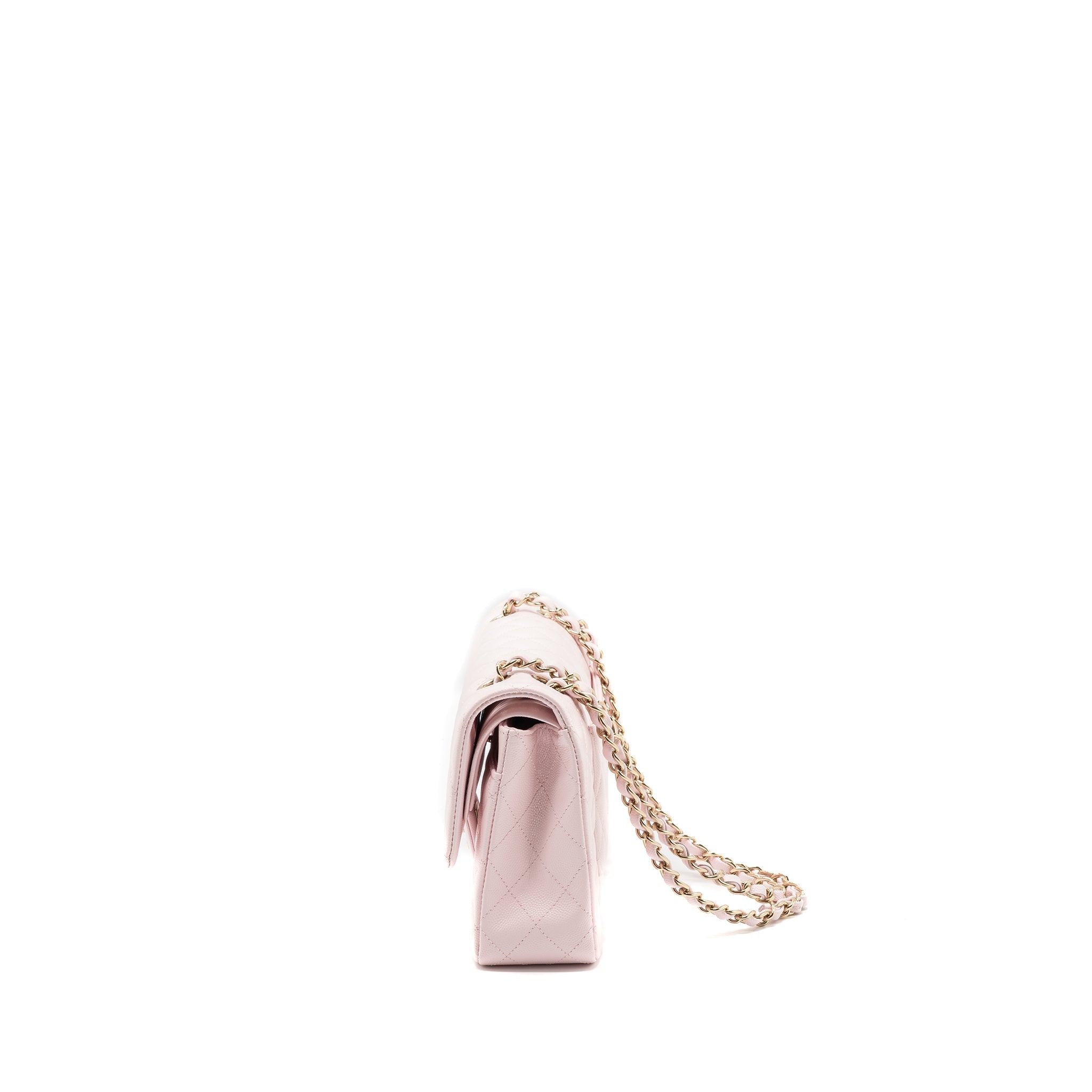 CHANEL MEDIUM CLASSIC DOUBLE FLAP BAG CAVIAR LIGHT PINK LGHW (MICROCHIP)