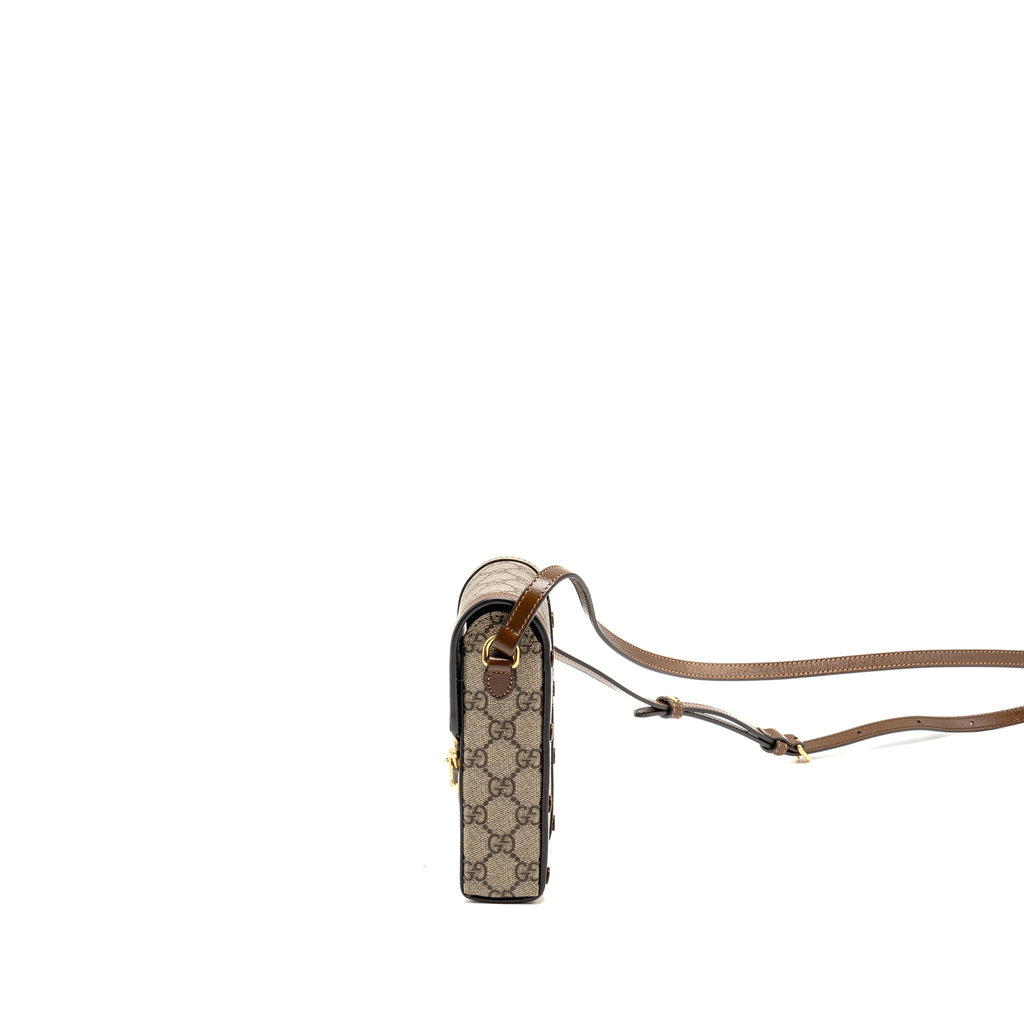GUCCI HORSEBIT 1955 MINI BAG GG SUPREME CANVAS BROWN/MULTICOLOURED GHW