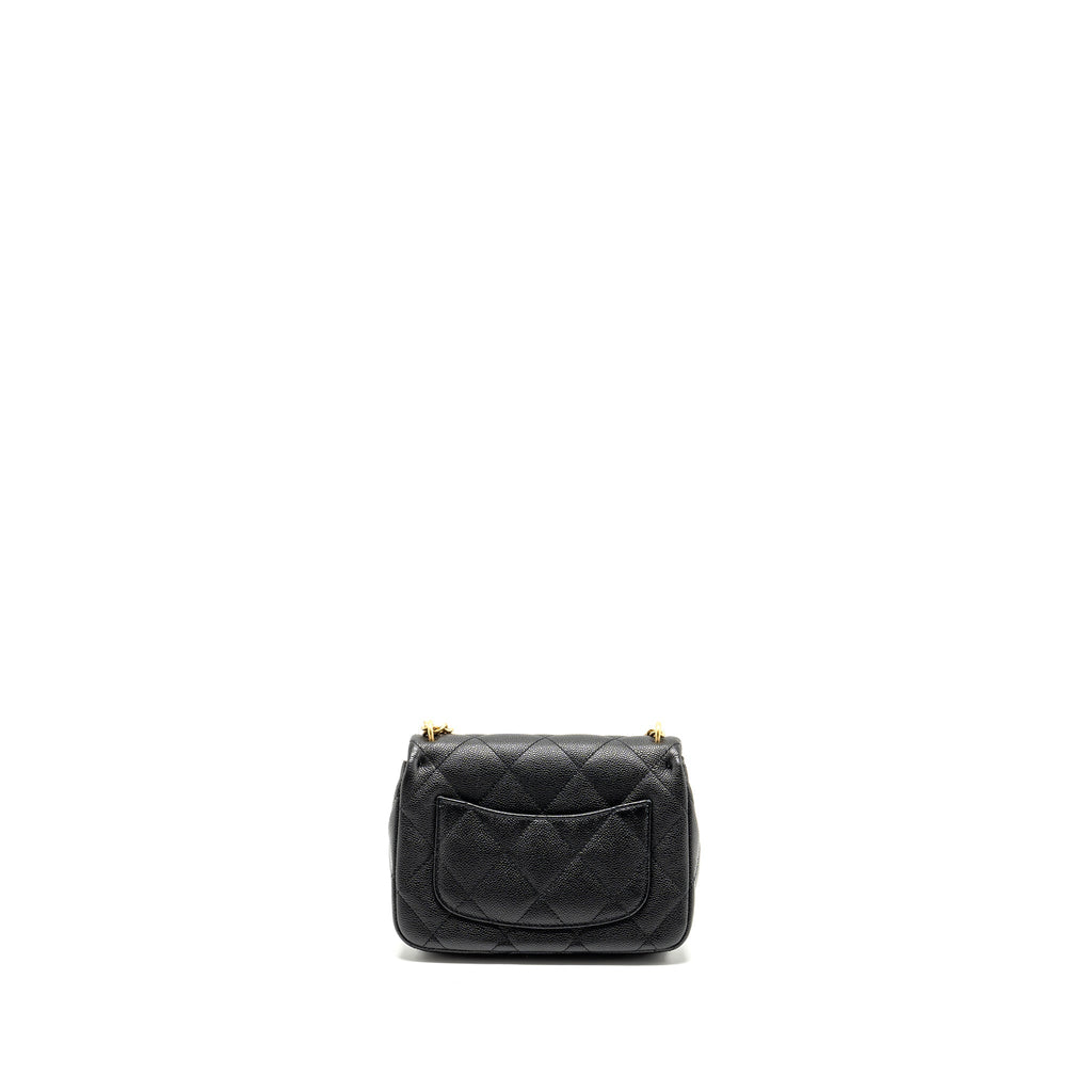 CHANEL COCO LOVE FLAP BAG ADJUSTABLE CHAIN CAVIAR BLACK GHW (MICROCHIP)