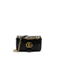 GUCCI MINI GG MARMONT BAG CALFSKIN BLACK BRUSHED GHW