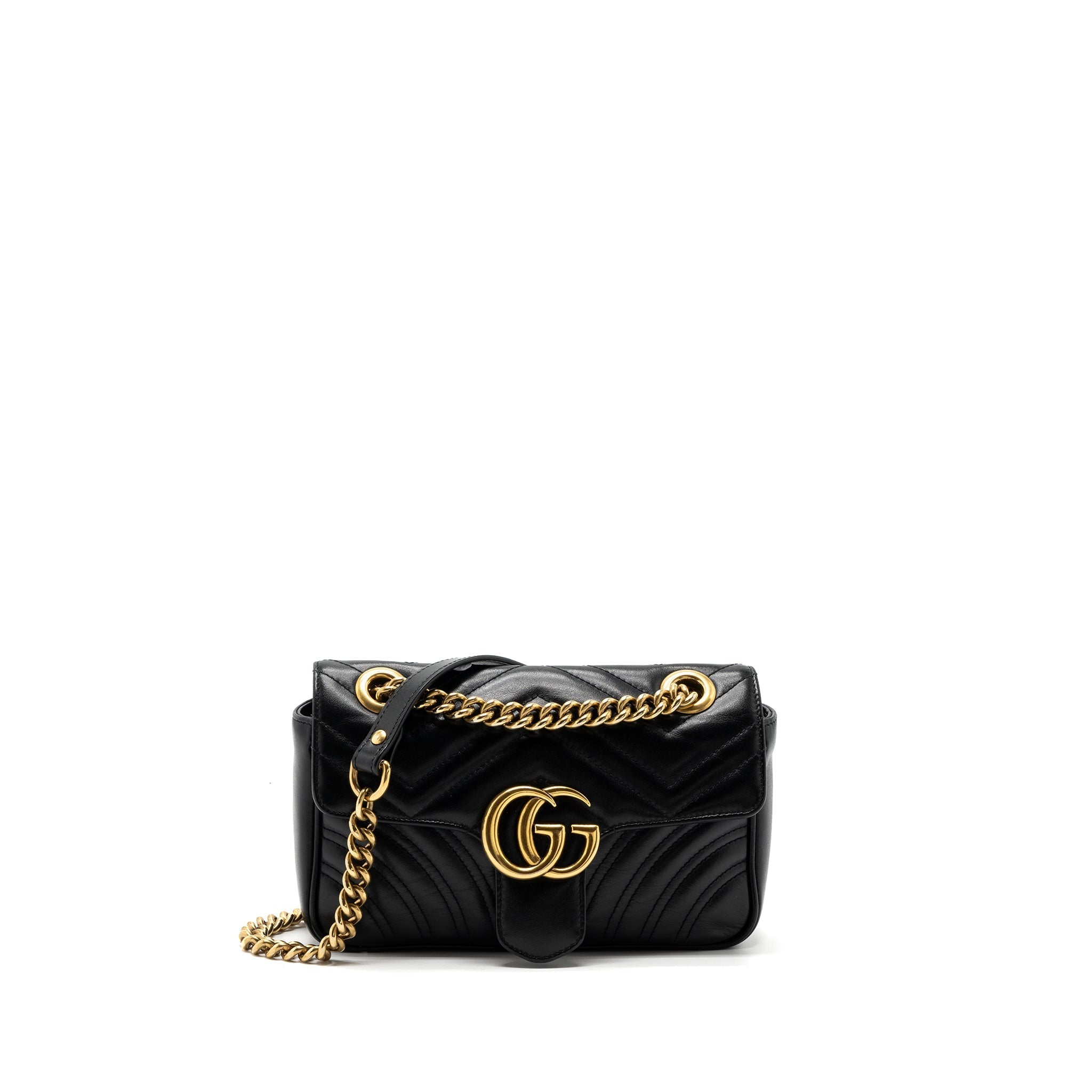 GUCCI MINI GG MARMONT BAG CALFSKIN BLACK BRUSHED GHW