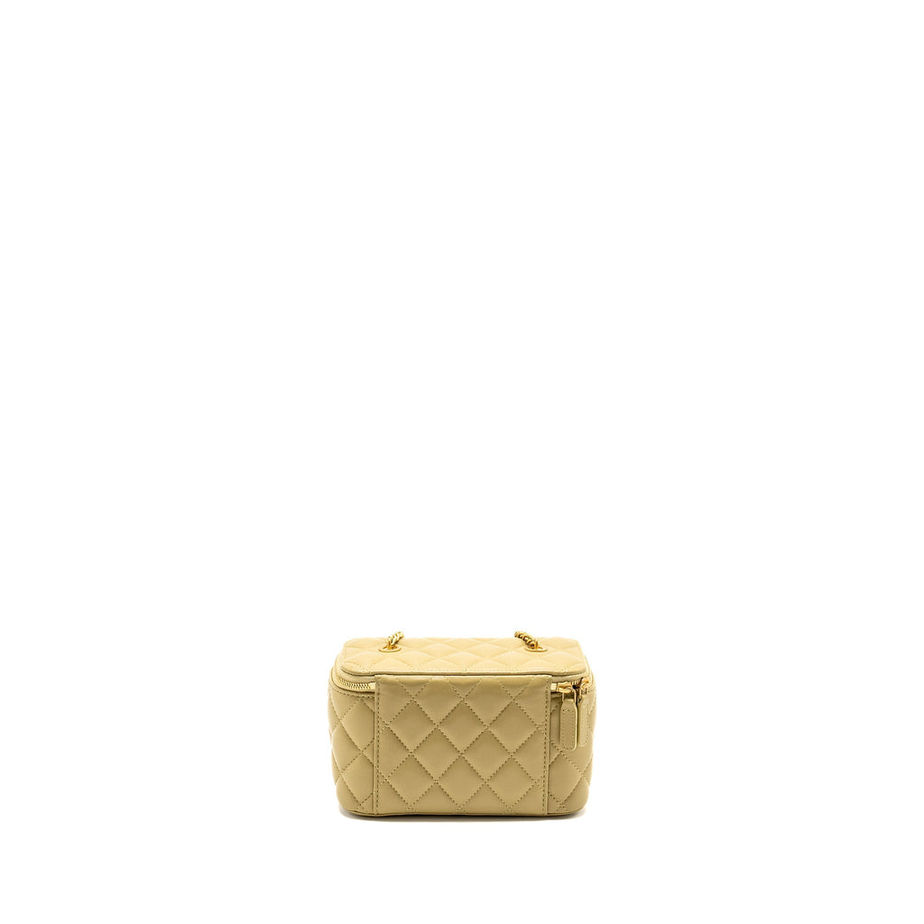 CHANEL COCO LETTER LONG VANITY WITH CHAIN LAMBSKIN GREEN GHW (MICROCHIP)