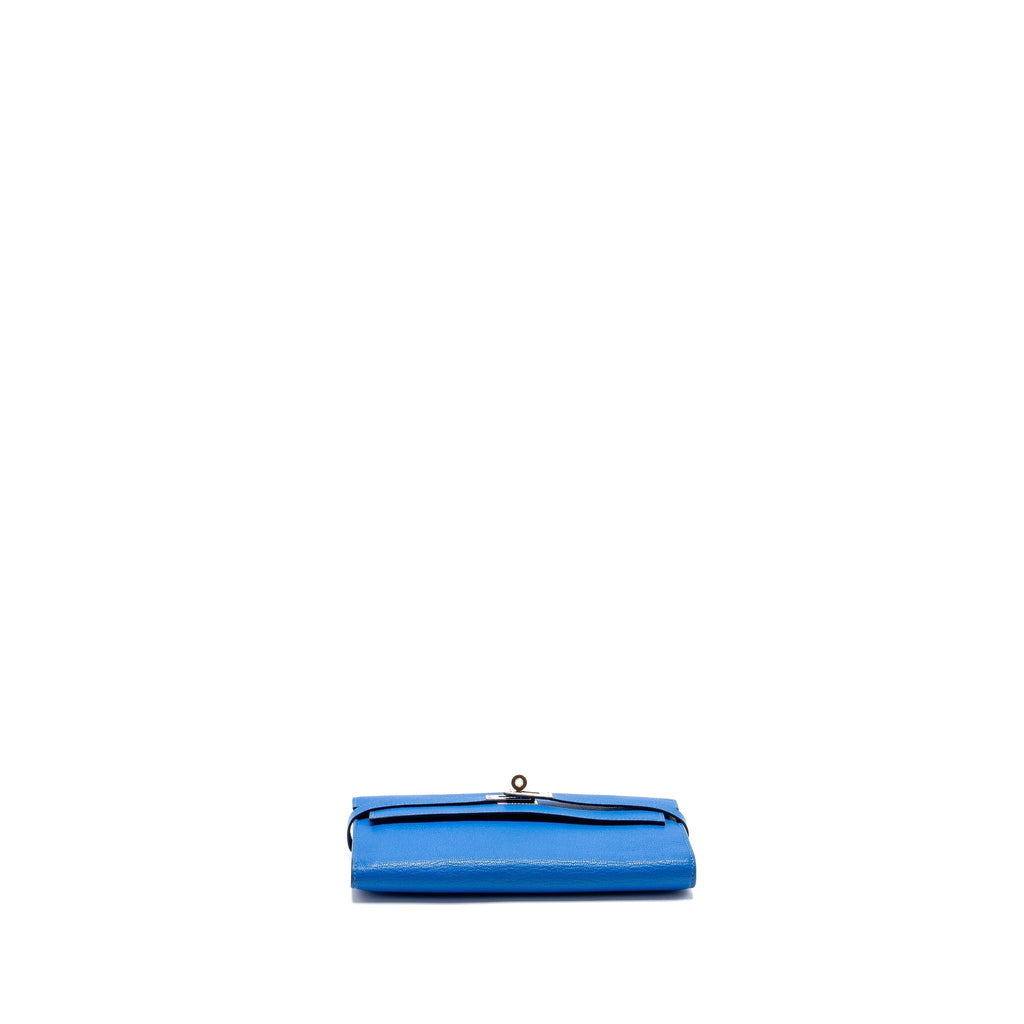 HERMES KELLY LONG WALLET CHÈVRE MYSORE BLUE HYDRA SHW