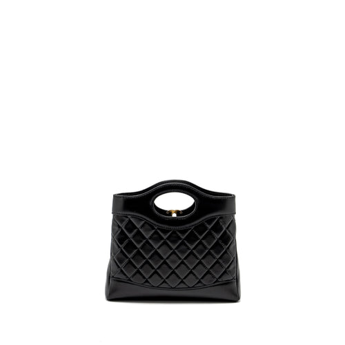 CHANEL MINI 31 BAG SHINY LAMBSKIN BLACK LGHW (MICROCHIP)