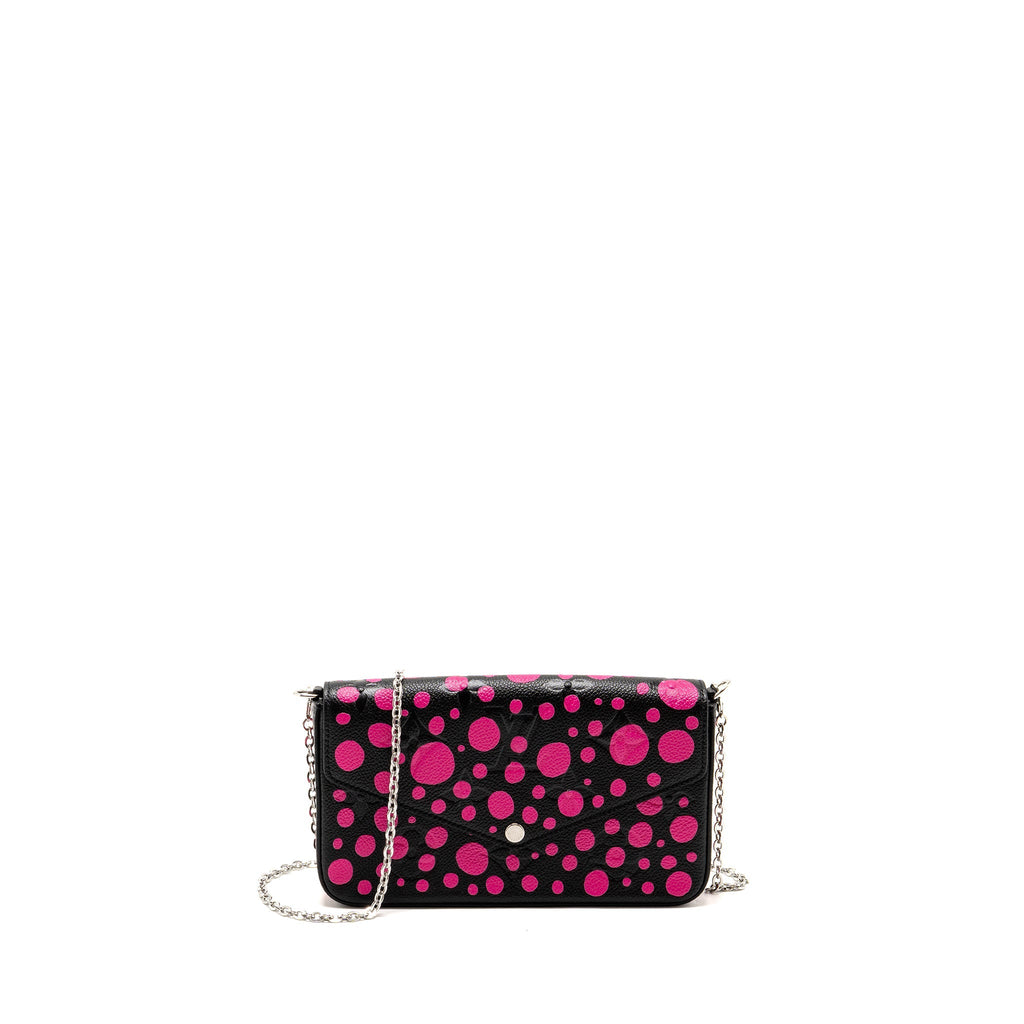 LOUIS VUITTON YAYOI KUSAMA FELICIE POCHETTE MONOGRAM EMPREINTE LEATHER BLACK/PINK SHW
