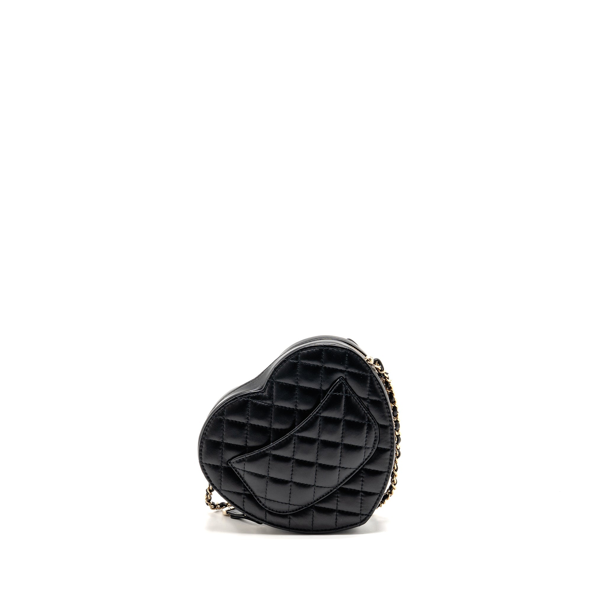 CHANEL 22S HEART BAG LAMBSKIN BLACK LGHW (MICROCHIP)