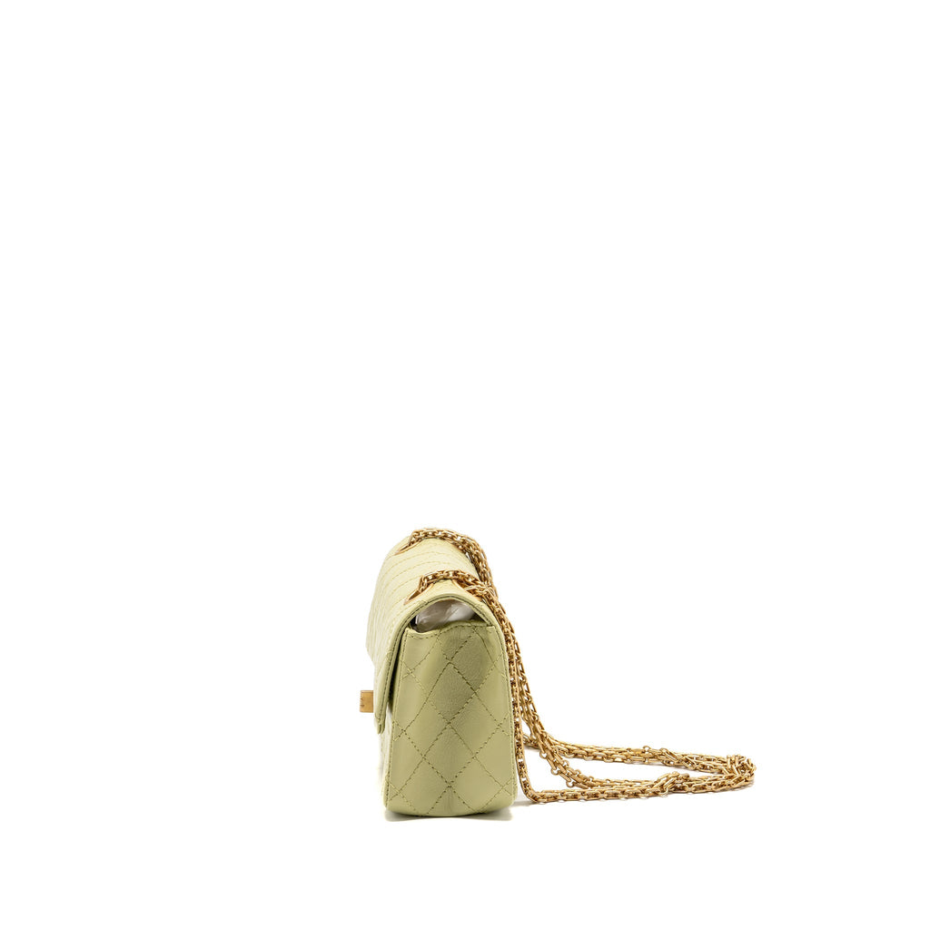 CHANEL MINI 2.55 REISSUE AGED CALFSKIN GREEN GHW