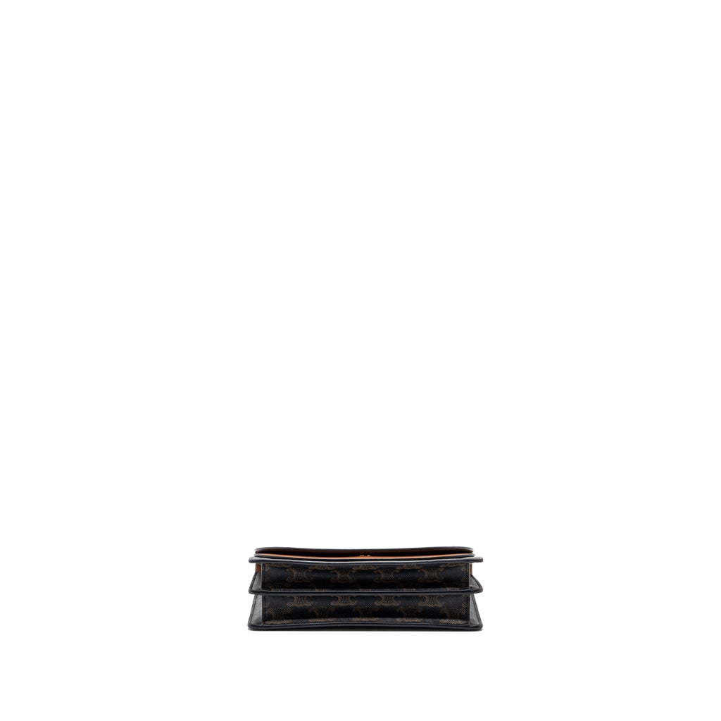 CELINE WALLET ON STRAP TRIOMPHE CANVAS / SMOOTH LAMBSKIN TAN WITH GHW