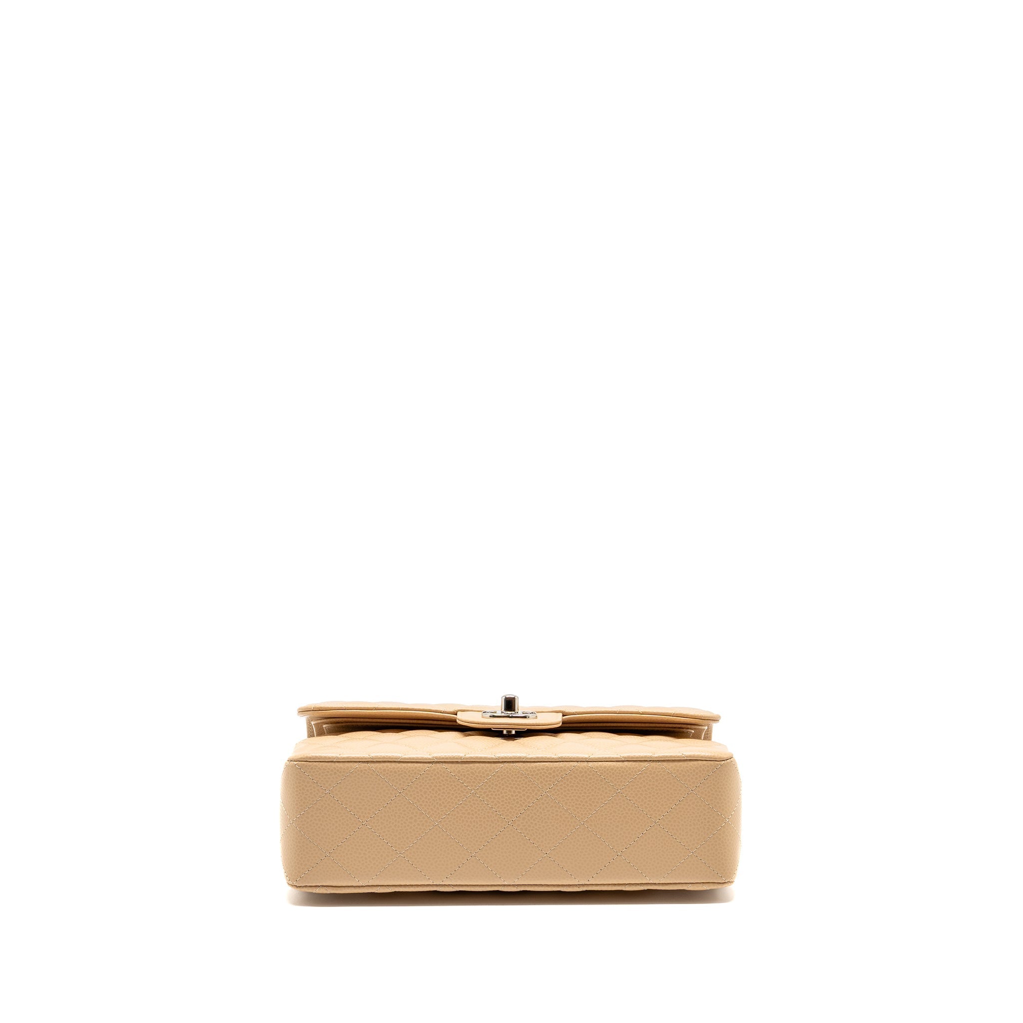 CHANEL SMALL CLASSIC DOUBLE FLAP BAG CAVIAR BEIGE SHW (MICROCHIP)