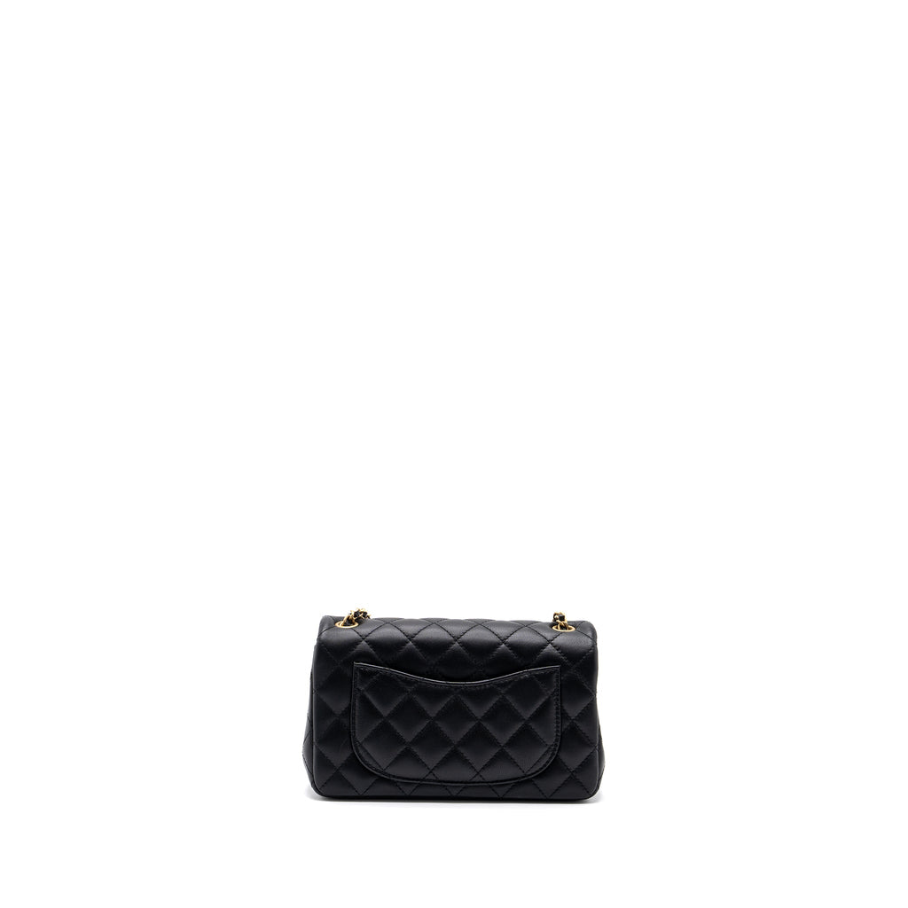 CHANEL 23K PEARL CRUSH MINI RECTANGULAR FLAP BAG LAMBSKIN BLACK GHW (MICROCHIP)