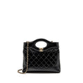 CHANEL MINI 31 BAG SHINY LAMBSKIN BLACK LGHW (MICROCHIP)