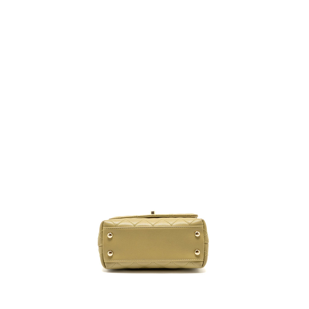 CHANEL MINI COCO HANDLE CAVIAR LIGHT GREEN LGHW (MICROCHIP)