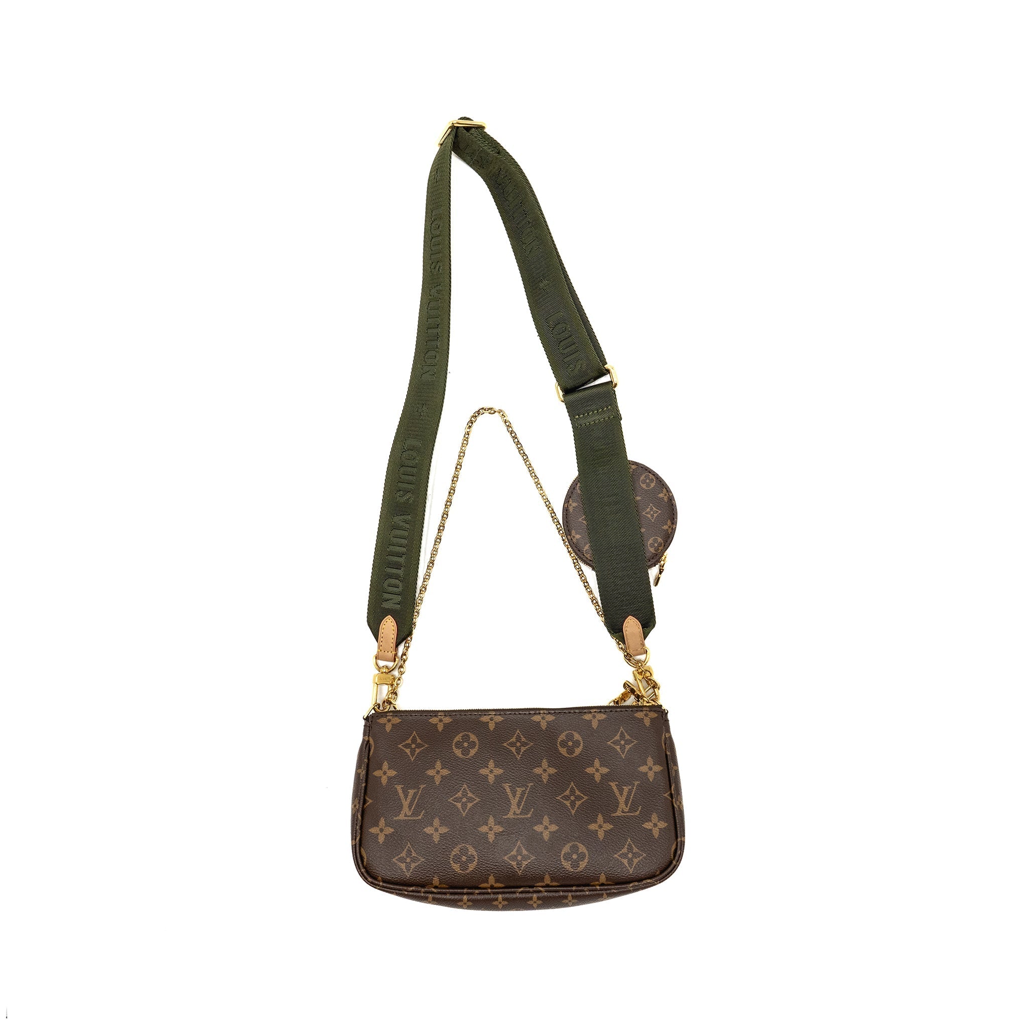 LOUIS VUITTON MULTI POCHETTE ACCESSORIES KHAKI STRAP MONOGRAM CANVAS GHW