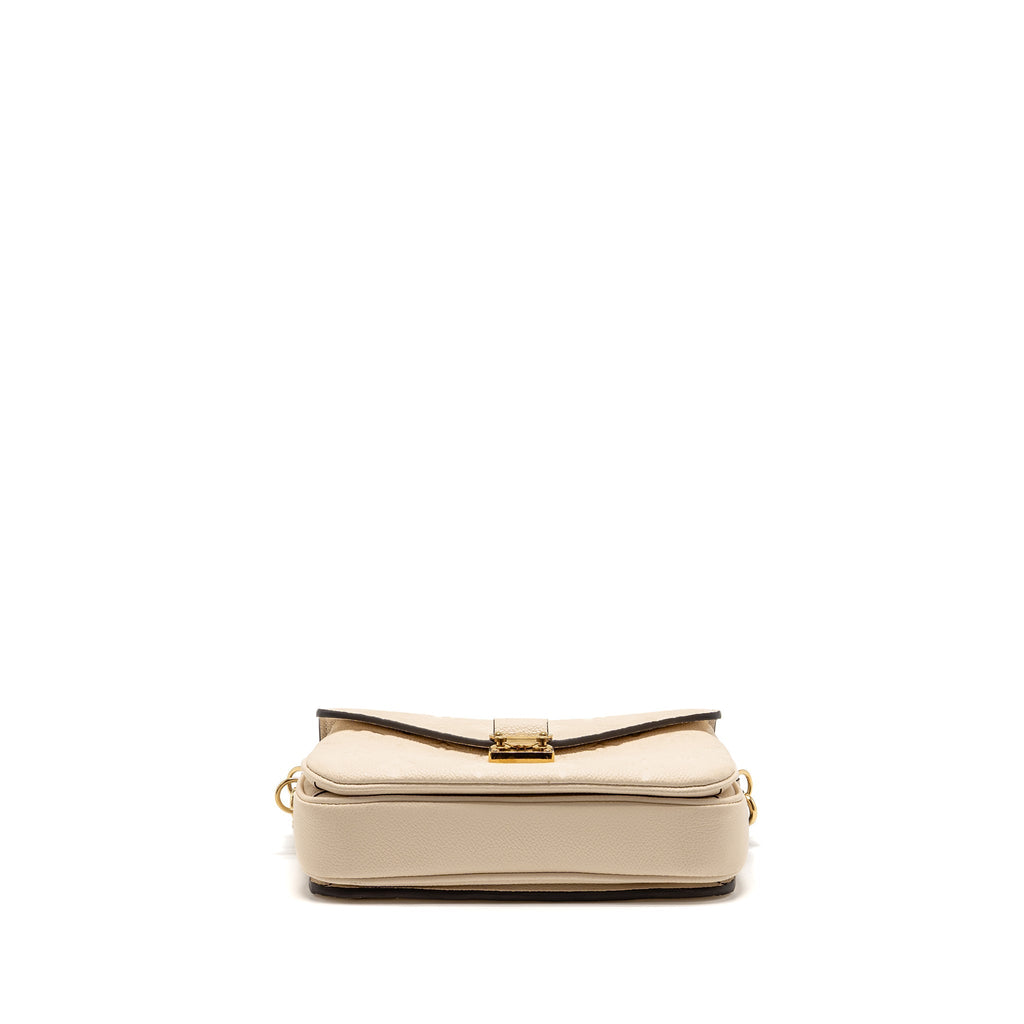 LOUIS VUITTON POCHETTE MÉTIS EAST WEST MONOGRAM EMPREINTE LEATHER CREAM GHW
