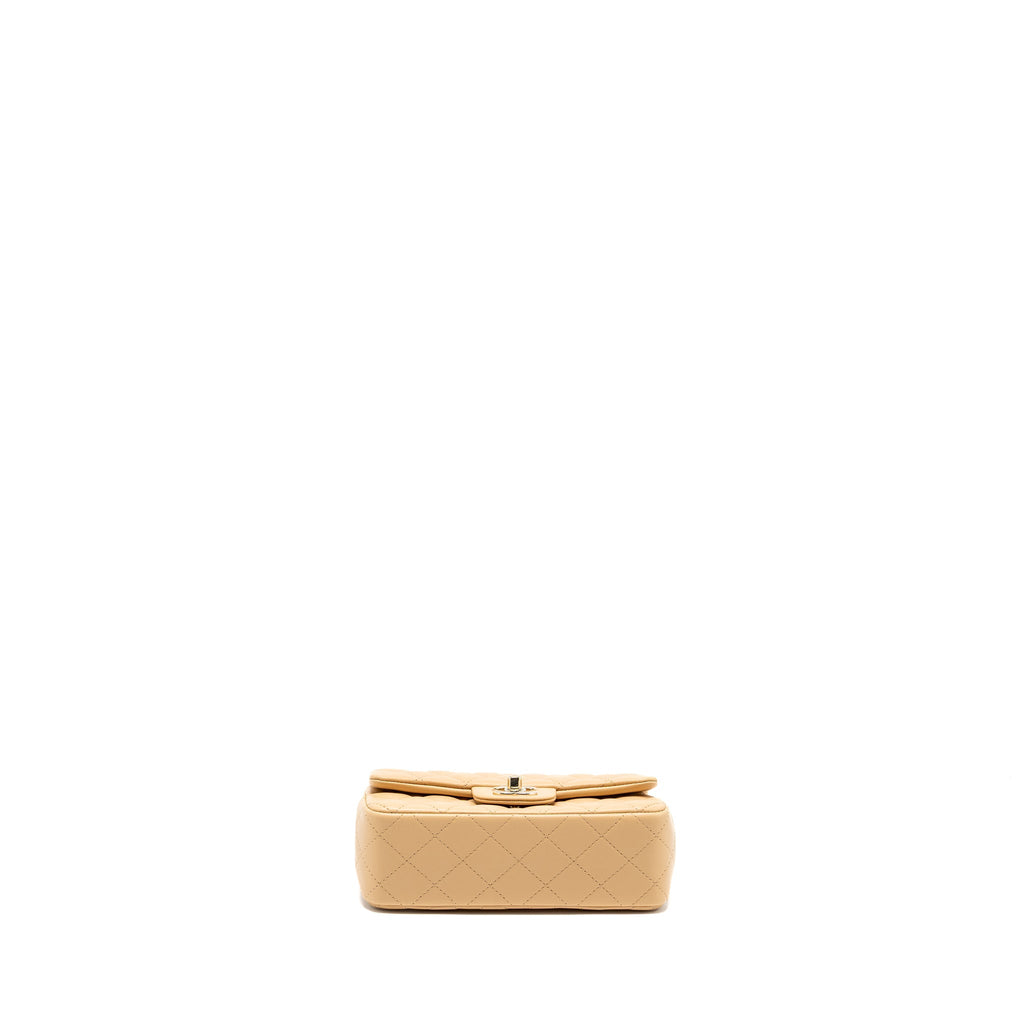 CHANEL 22C MINI RECTANGULAR FLAP BAG LAMBSKIN BEIGE LGHW (MICROCHIP)