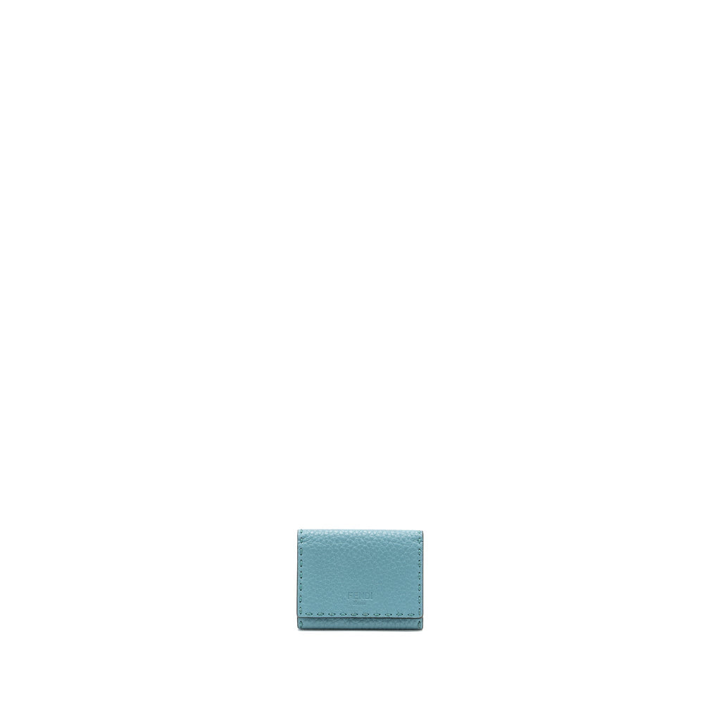 FENDI SELLERIA CARD HOLDER CALFSKIN OCEAN BLUE/CREAM SHW