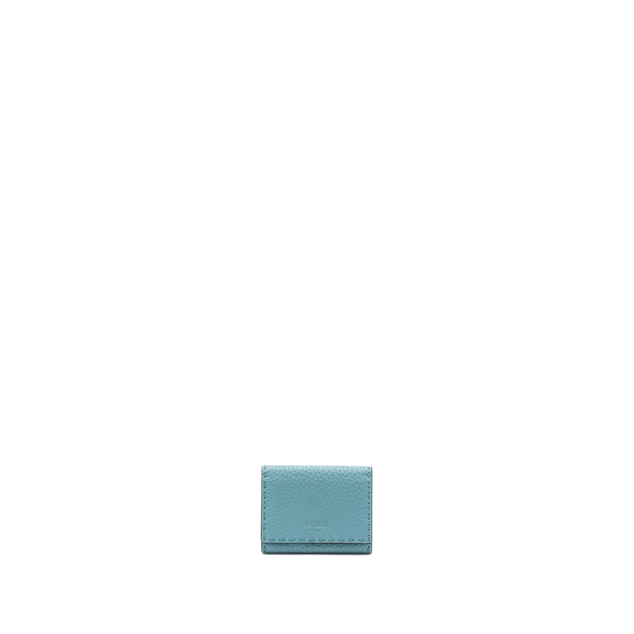 FENDI SELLERIA CARD HOLDER CALFSKIN OCEAN BLUE/CREAM SHW