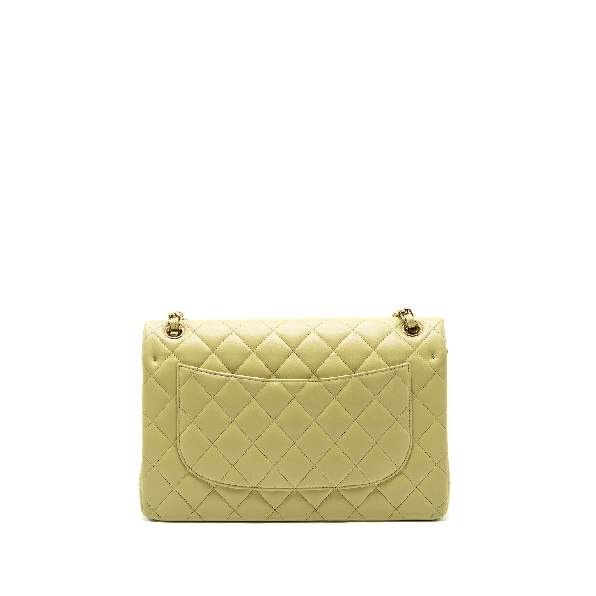 CHANEL 23C JUMBO CLASSIC DOUBLE FLAP BAG LAMBSKIN LIGHT GREEN LGHW (MICROCHIP)