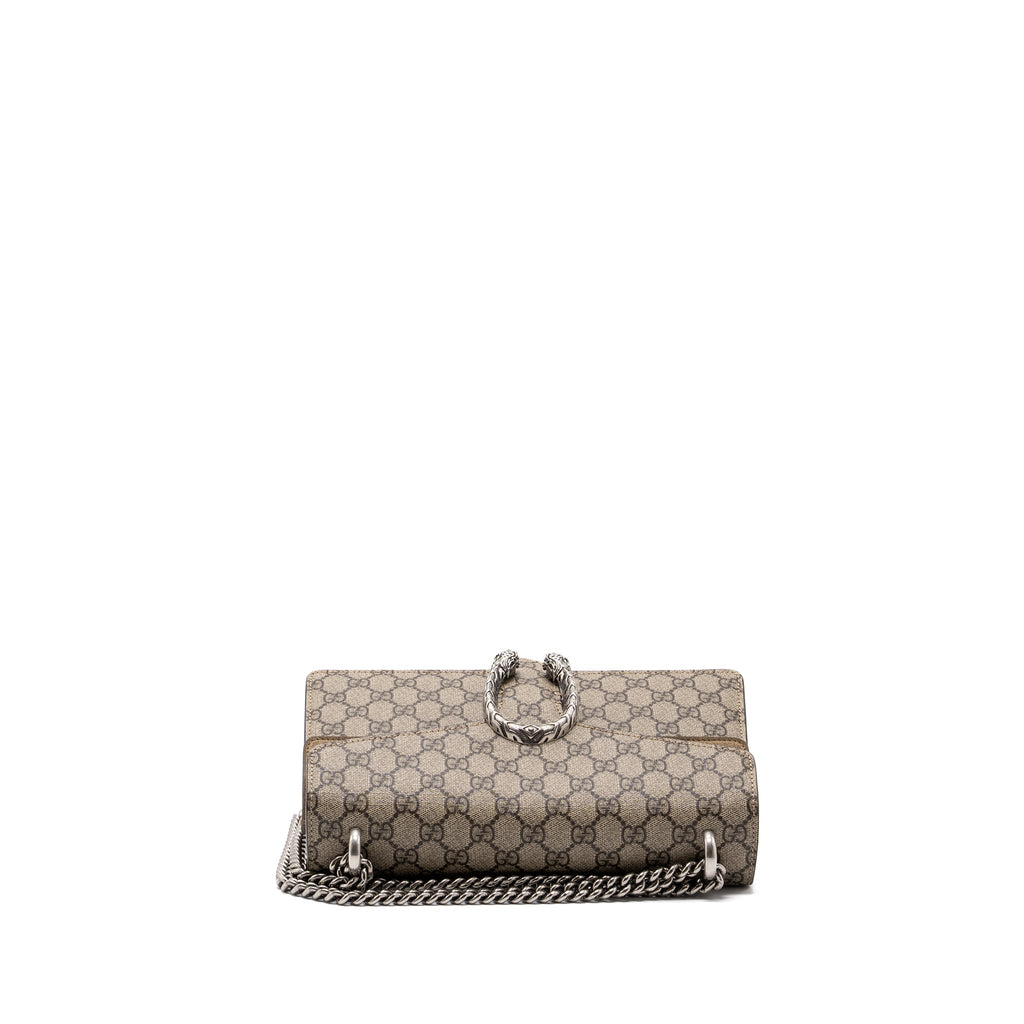 GUCCI DIONYSUS GG SMALL SUPREME CANVAS/TAUPE SUEDE BEIGE SHW
