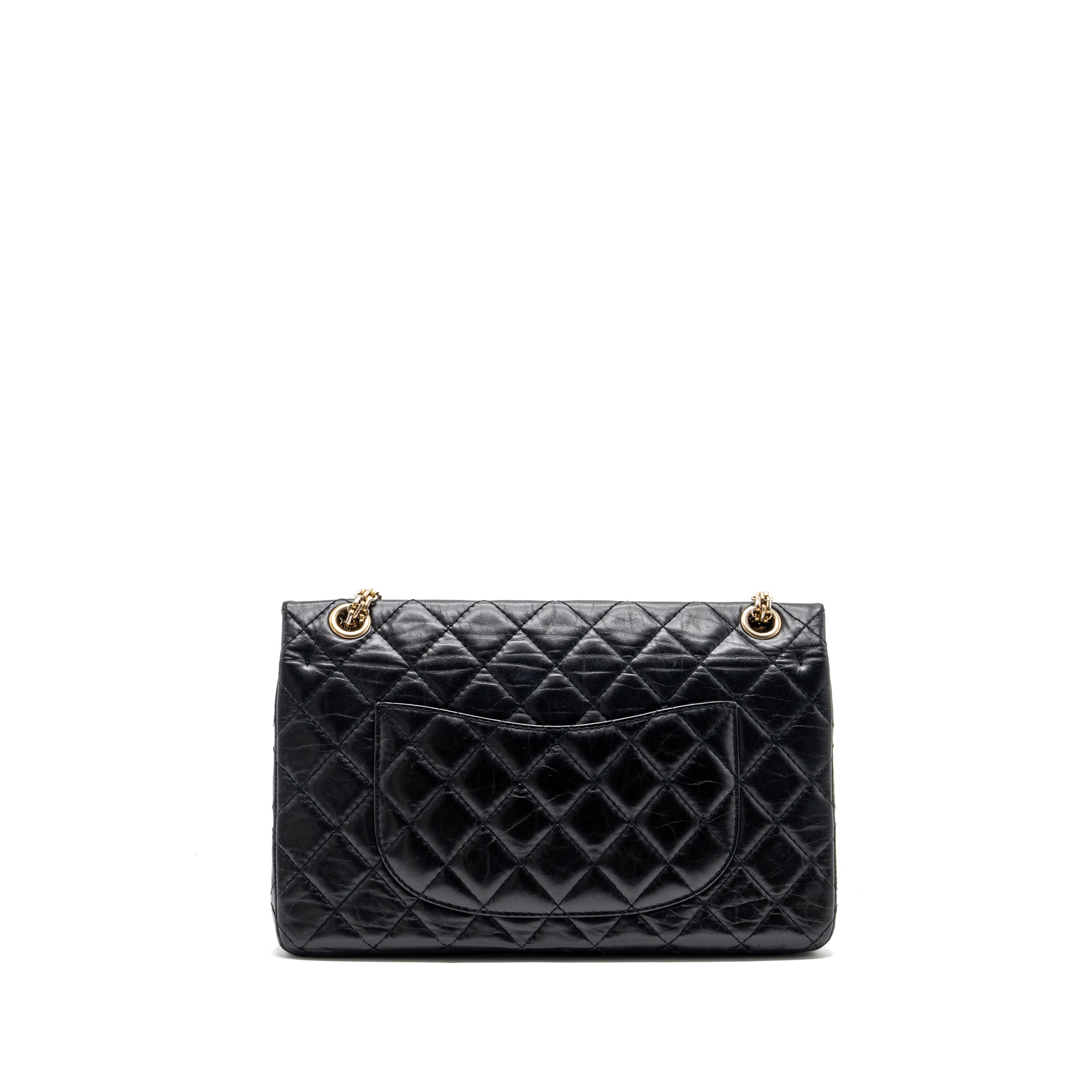 CHANEL LARGE 2.55 REISSUE FLAP BAG AGED CALFSKIN BLACK LGHW