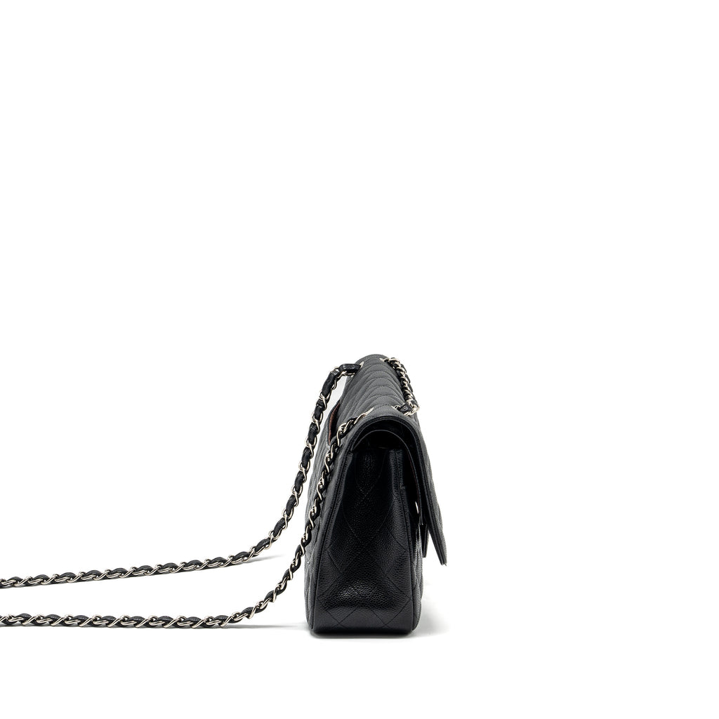 CHANEL JUMBO CLASSIC DOUBLE FLAP BAG CAVIAR BLACK SHW
