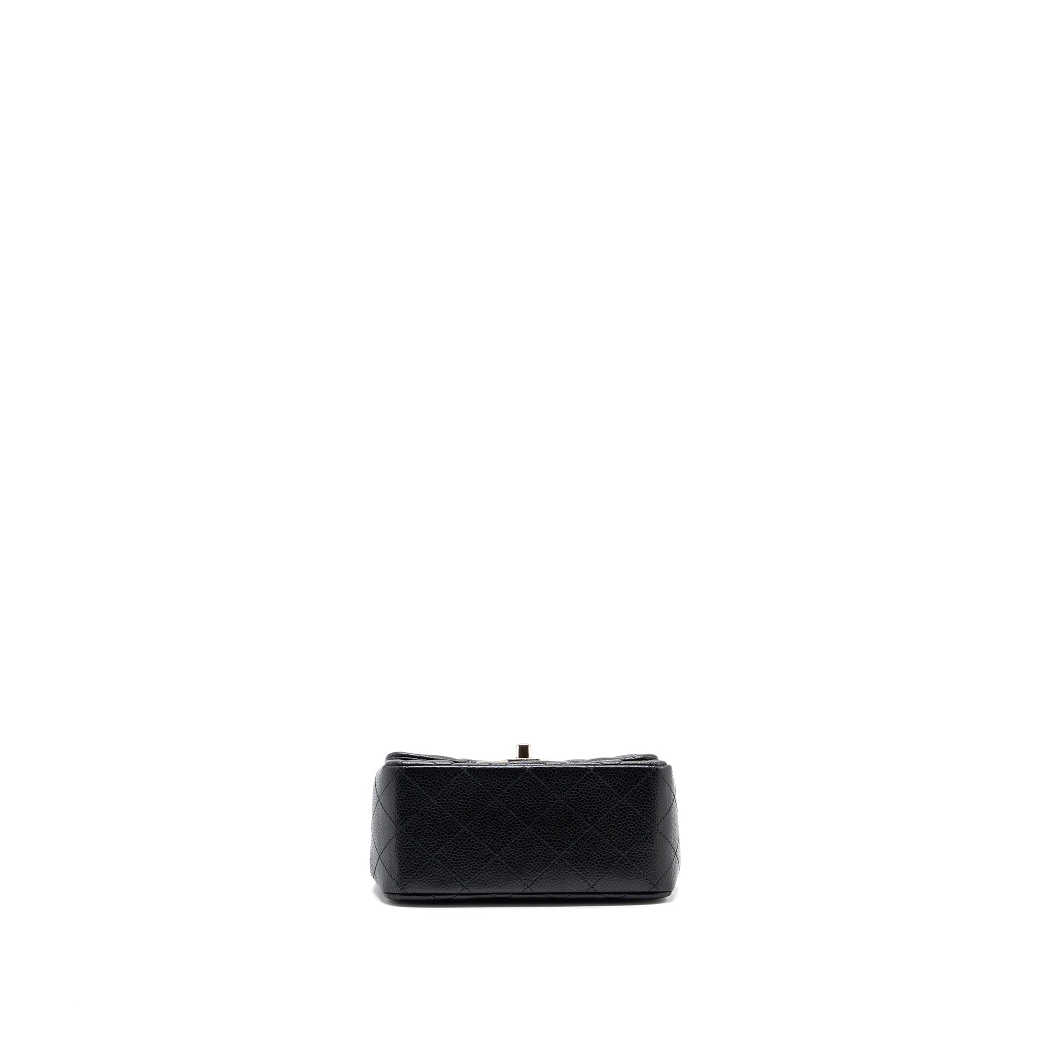 CHANEL CLASSIC MINI SQUARE FLAP BAG CAVIAR BLACK SHW