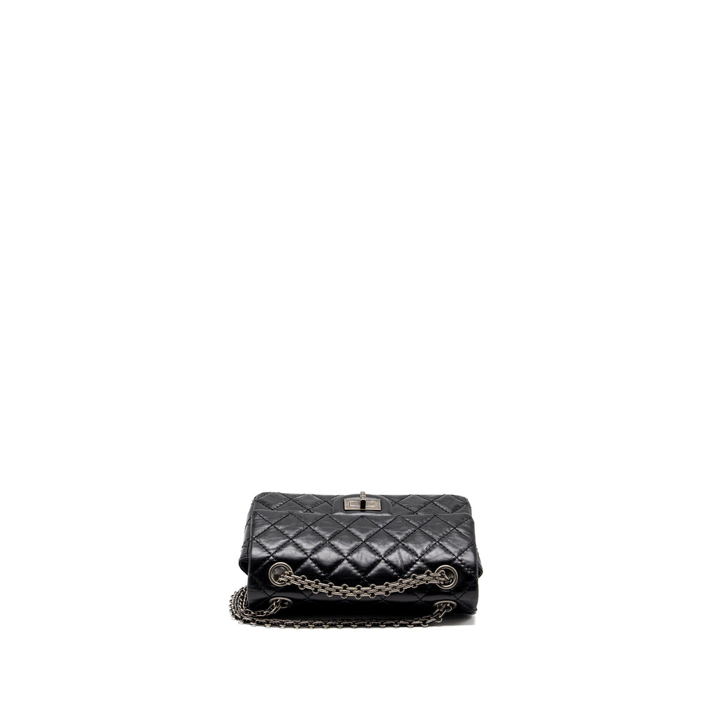CHANEL MINI 2.55 REISSUE FLAP BAG AGED CALFSKIN BLACK RUTHENIUM HARDWARE